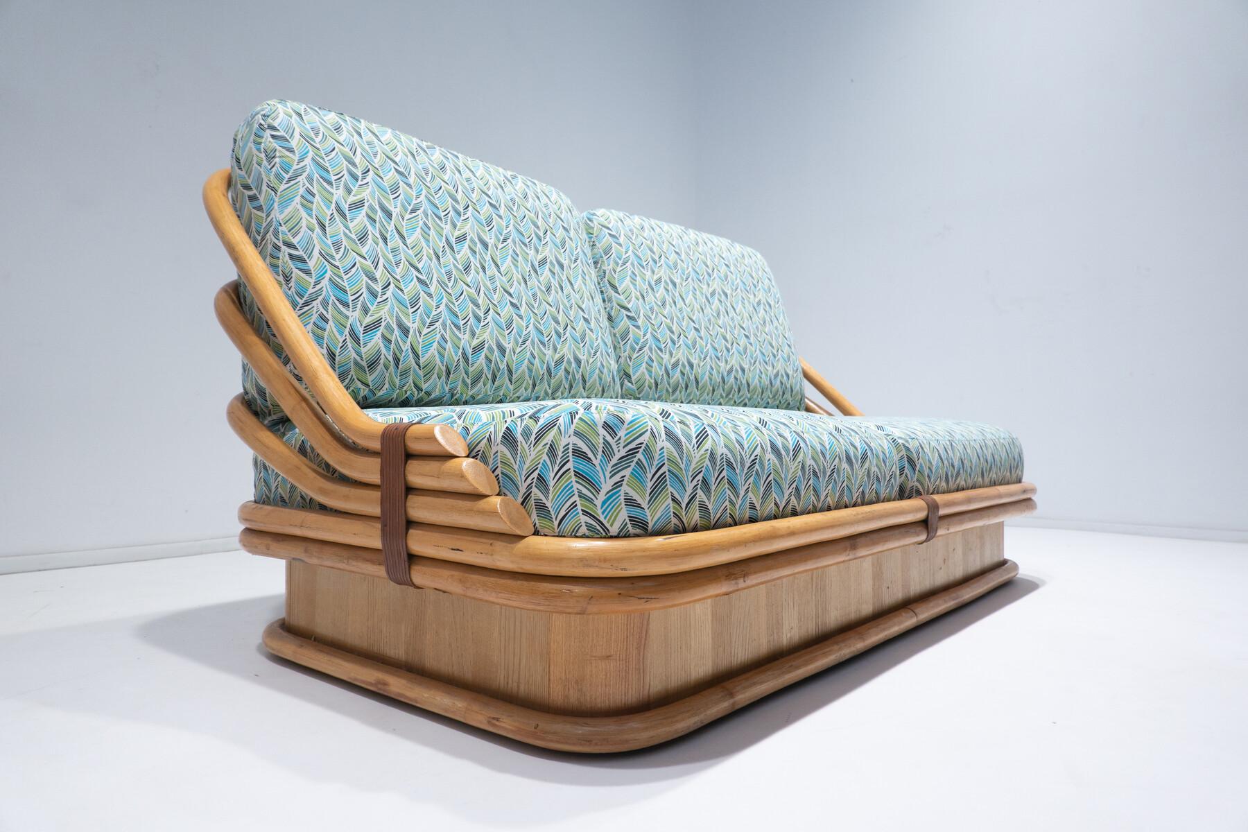 Rotin Canapé en rotin par Vivai Del Sud, 1970 - New Upholstery en vente