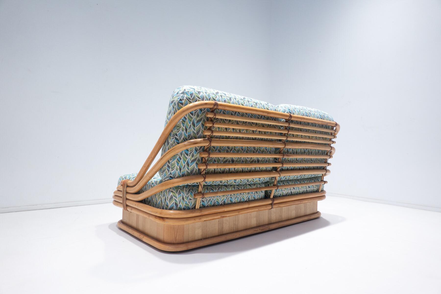 Canapé en rotin par Vivai Del Sud, 1970 - New Upholstery en vente 1