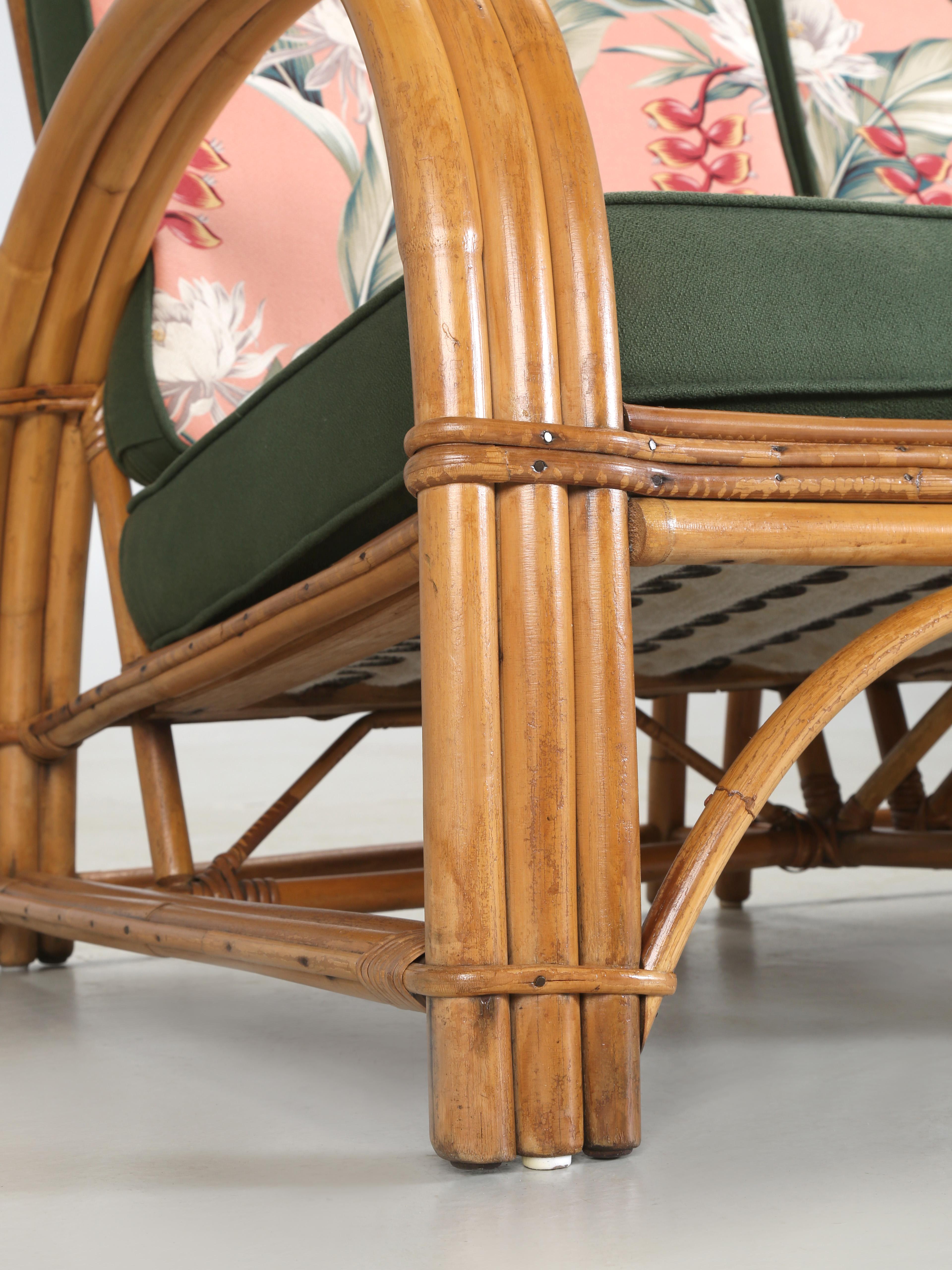 Rattan-Sofa, Rattan-Couchtisch und -Stuhl aus den 1960er Jahren, zugeschrieben Reed LA CA im Angebot 2