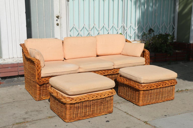 Rattan Sofa Set and Chairs For Sale at 1stDibs