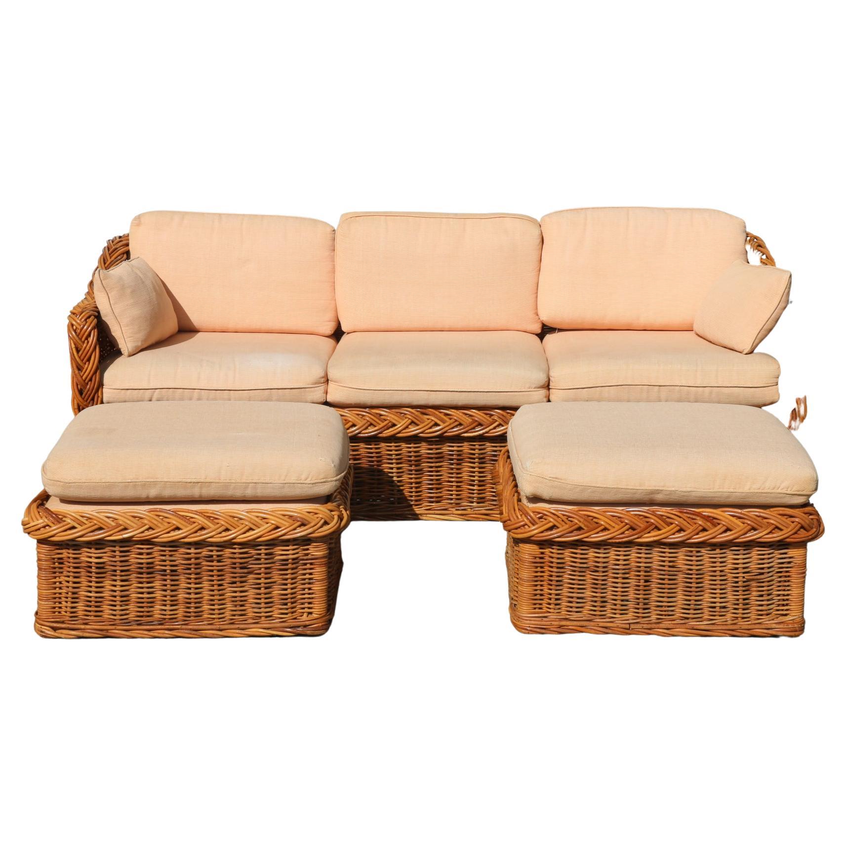 Rattan Sofa Set and Chairs For Sale at 1stDibs