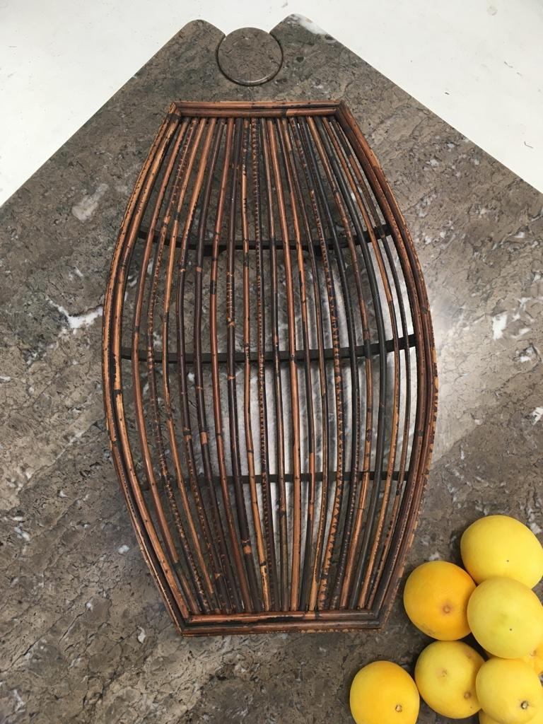 Rattan Split Cane and Silky Oak Fruit Basket, circa 1960 In Good Condition In Melbourne, AU