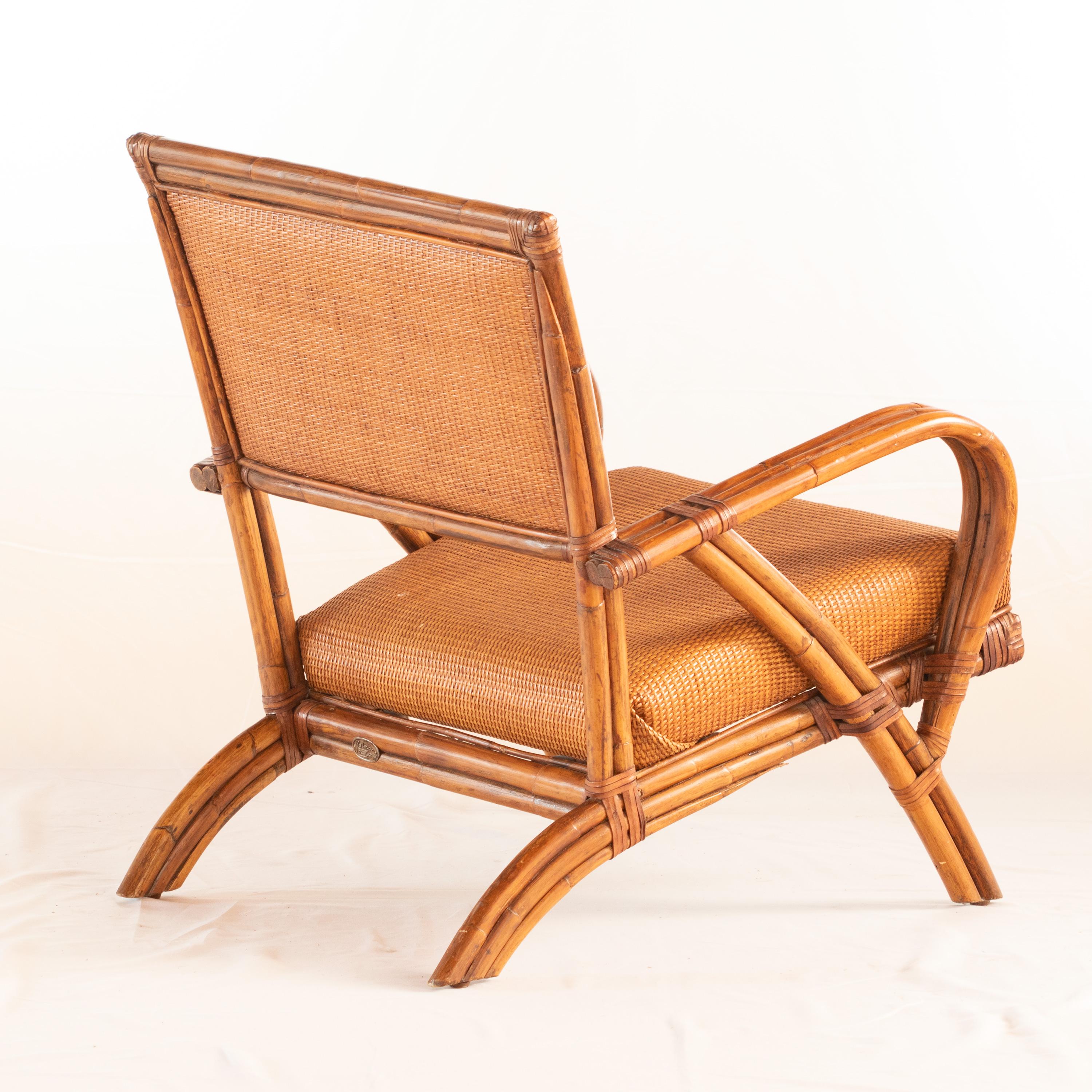 Chinese Export Rattan Split Chair Wood Confortable Modern Asian Modern Kalma Furniture For Sale