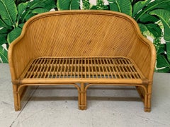 Rattan Split Reed Loveseat in the Style of Gabriella Crespi