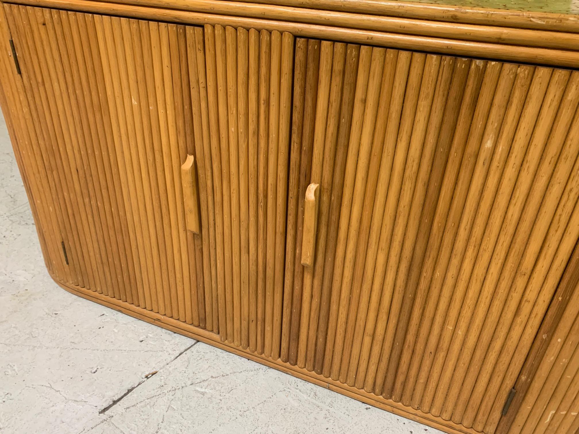 Late 20th Century Rattan Split Reed Oval Credenza
