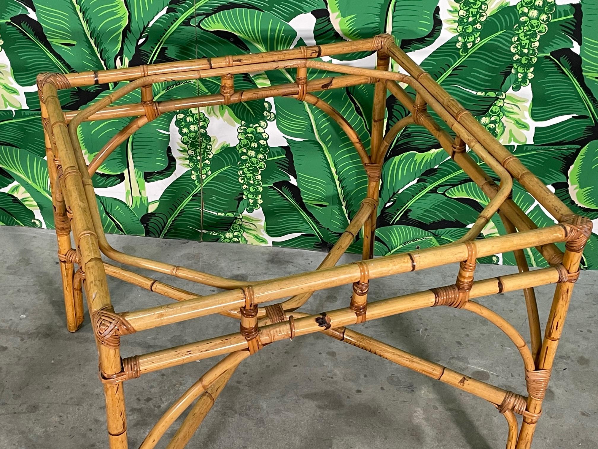 Rattan Square Dining Table Base In Good Condition In Jacksonville, FL