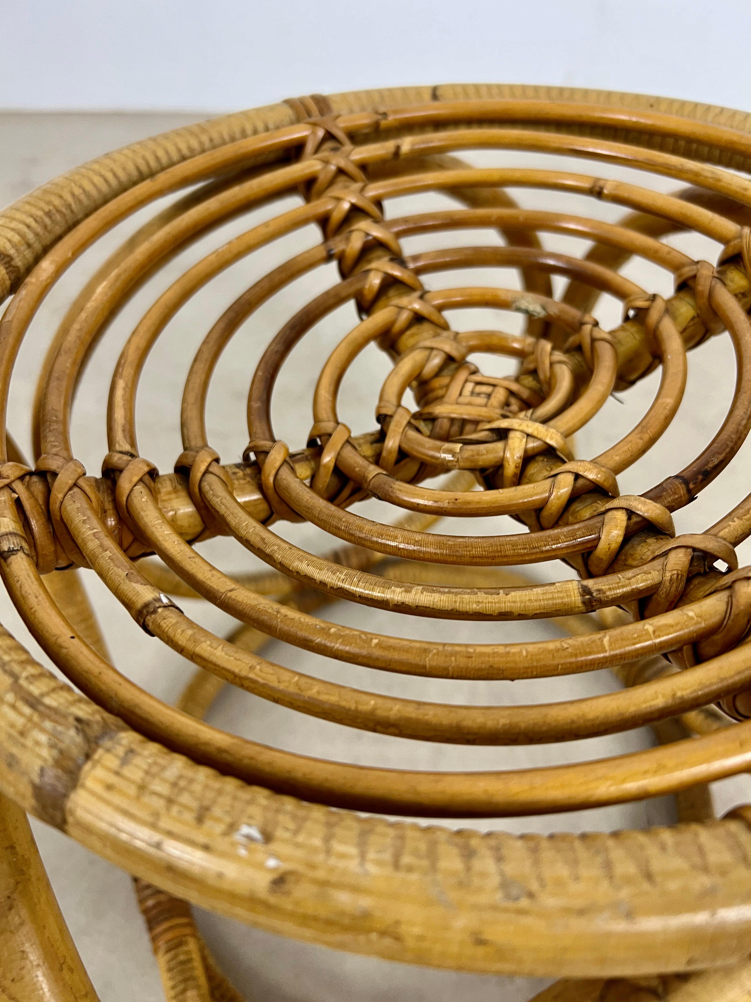 Mid-Century Modern Rattan Stool, 1960s