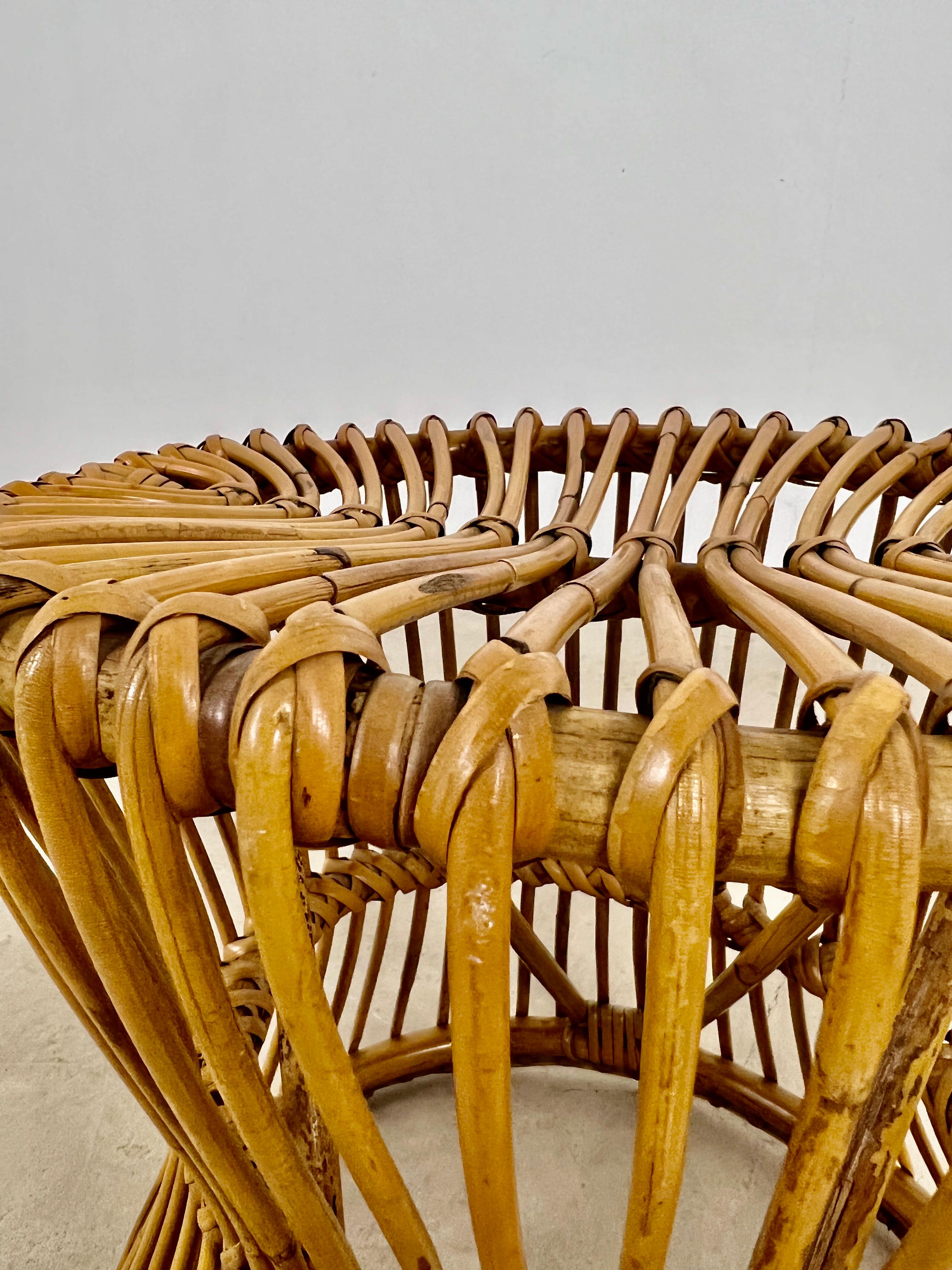 Italian Rattan Stool, 1960s