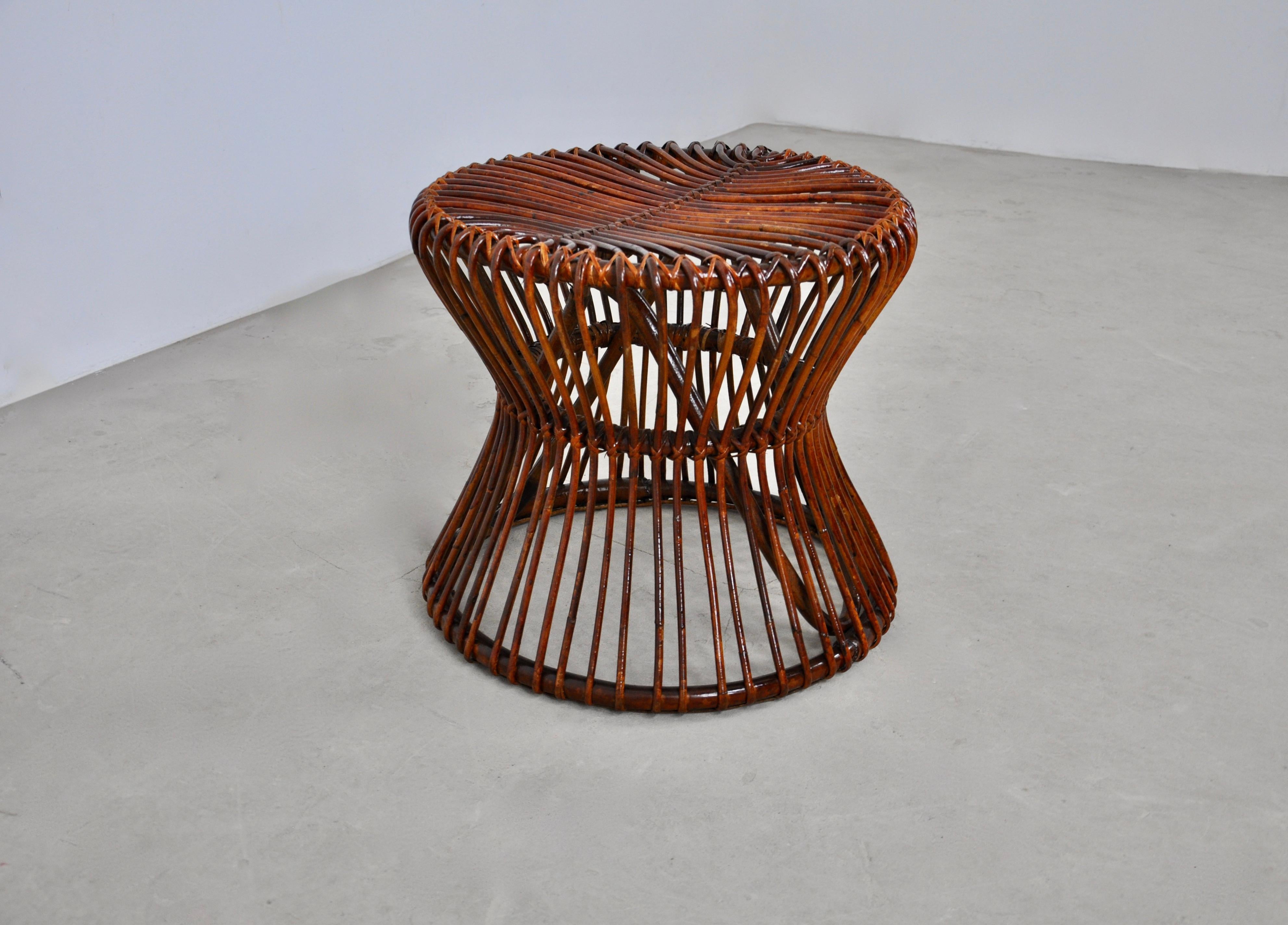 Italian Rattan Stool, 1960s