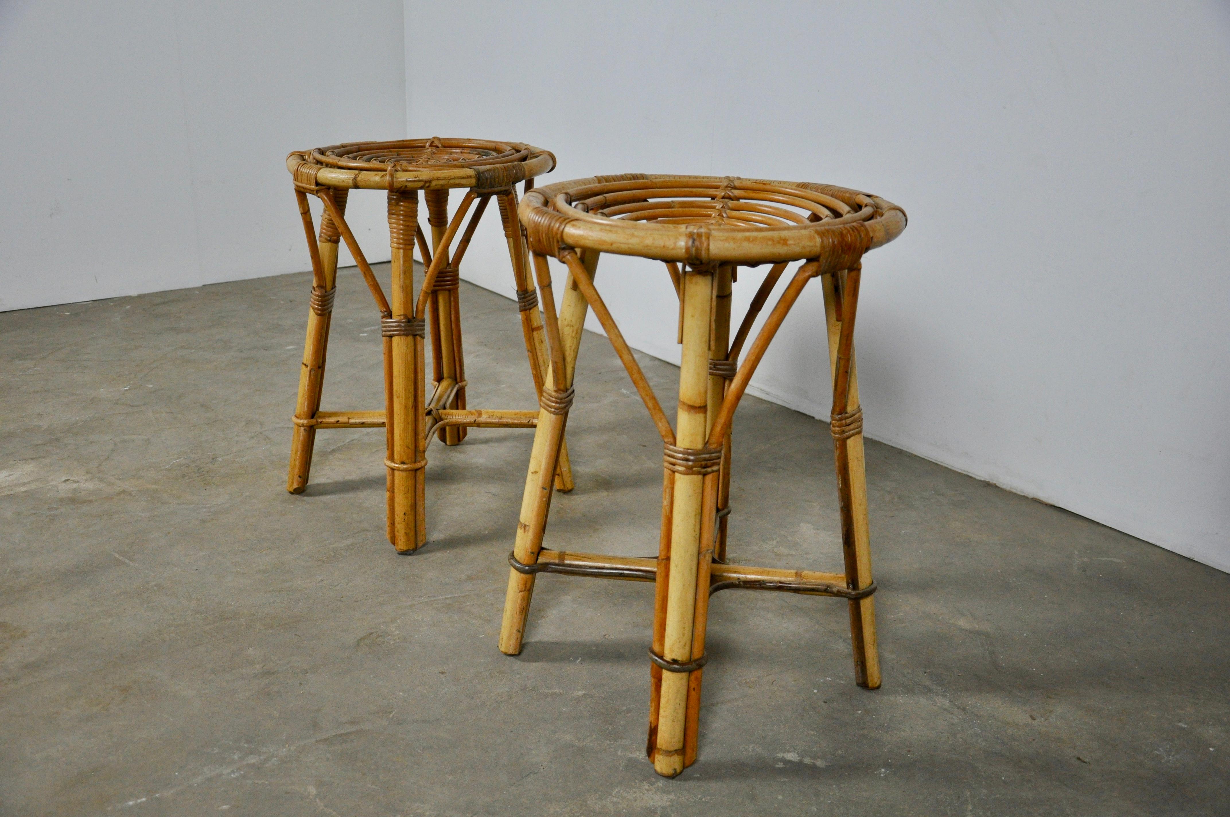 Rattan Stool 1960s In Good Condition In Lasne, BE