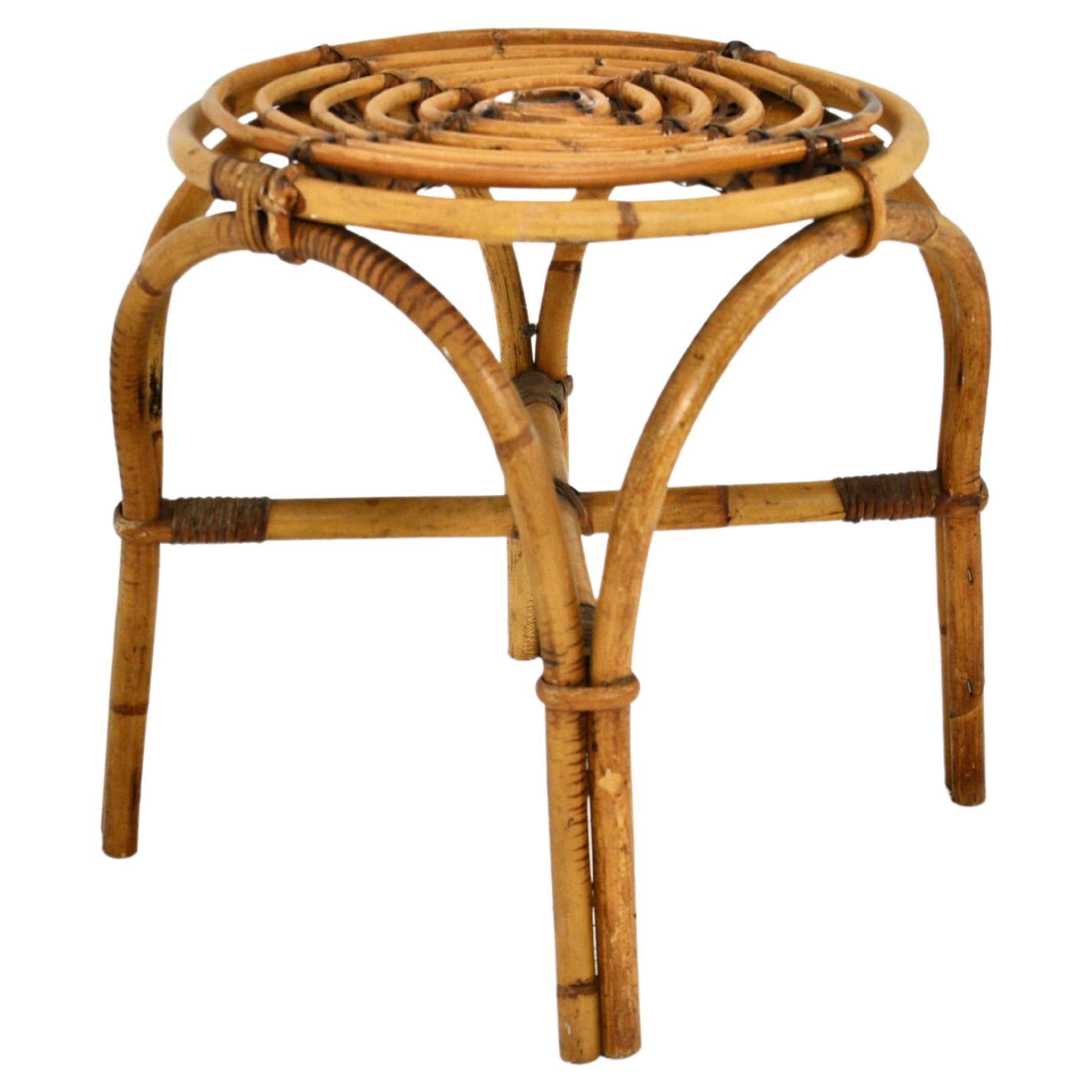 Rattan Stool, 1960s For Sale