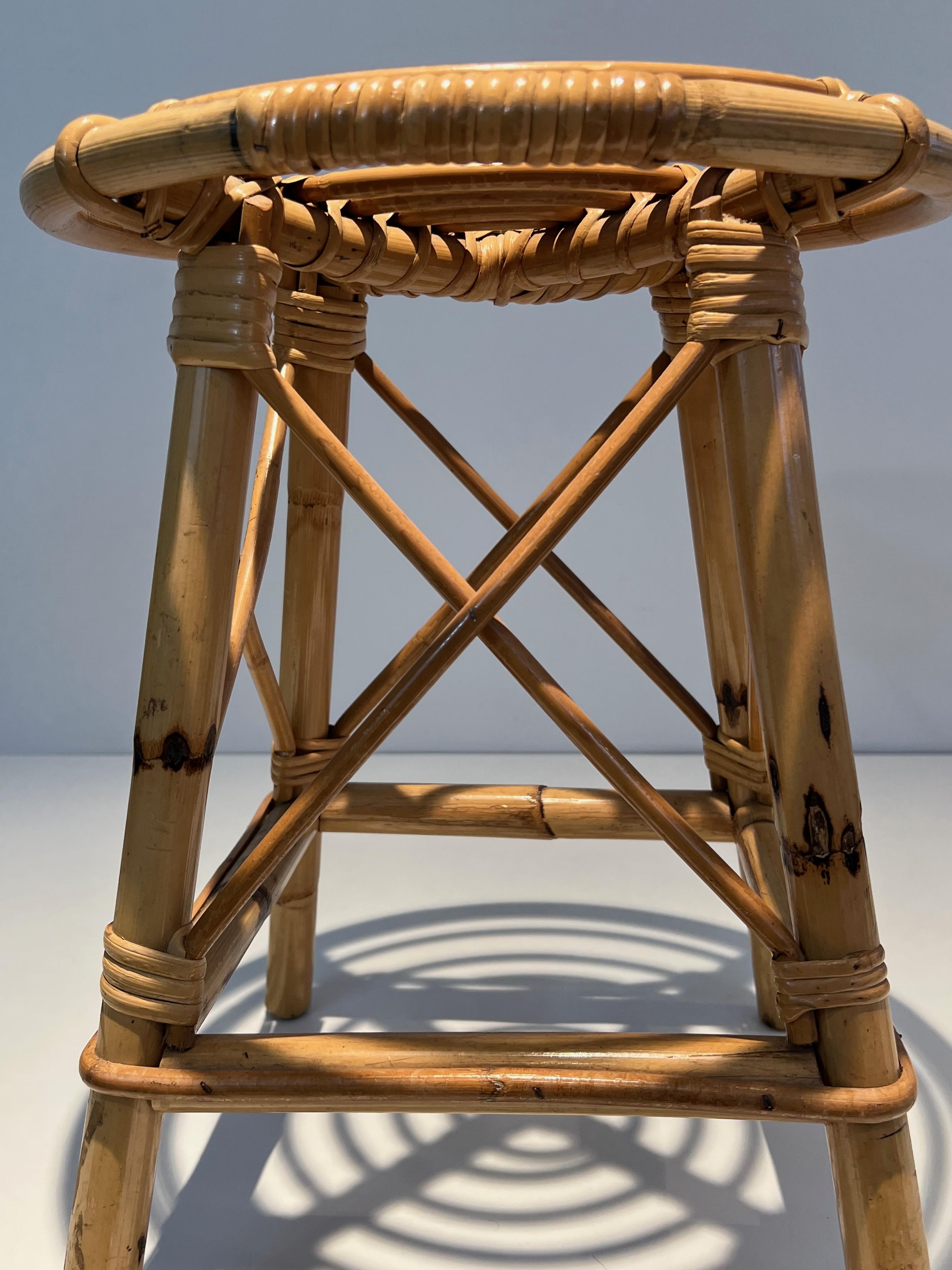 Rattan Stool. French French work. Circa 1970 For Sale 5