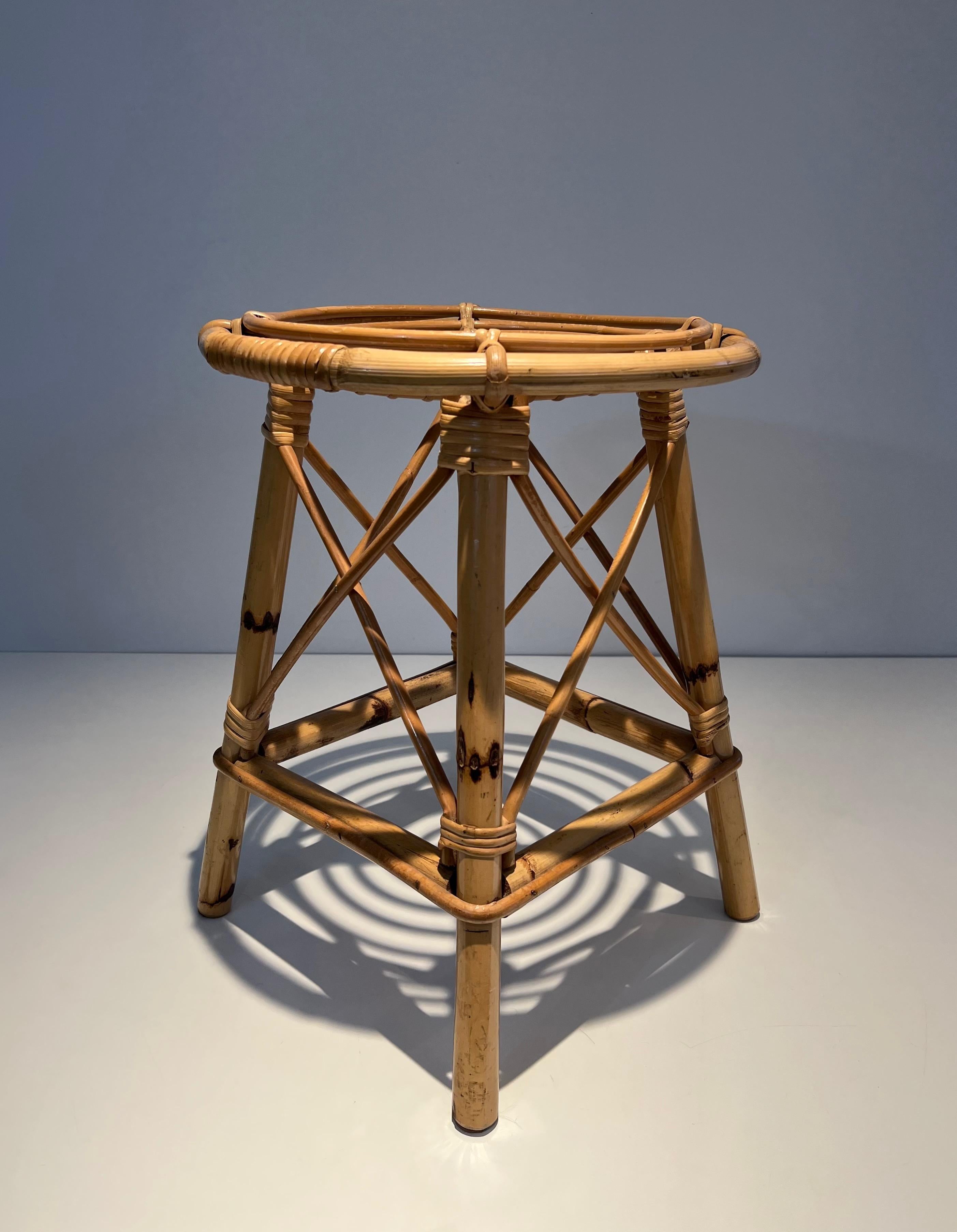 Rattan Stool. French French work. Circa 1970 For Sale 6