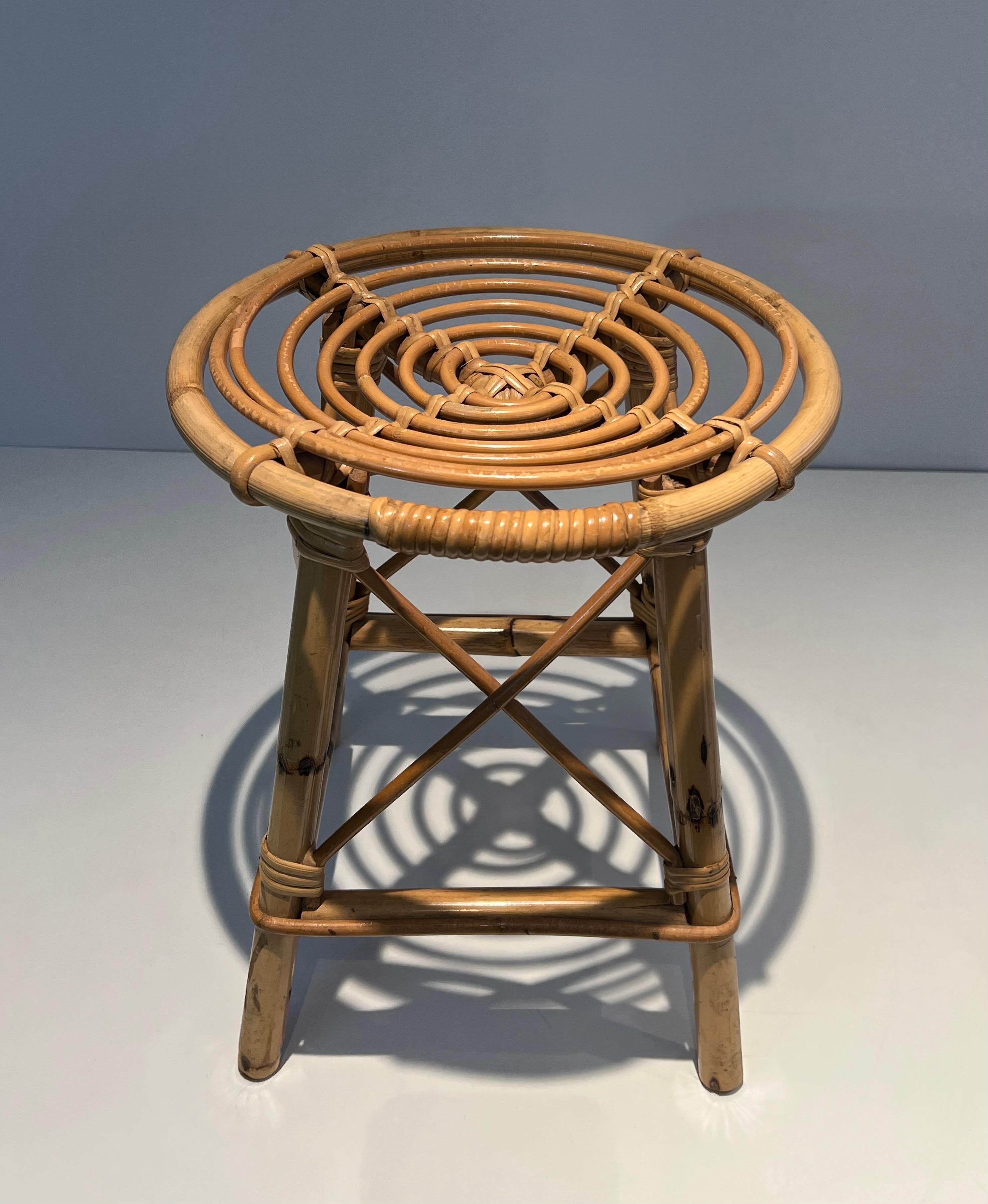 Rattan Stool. French French work. Circa 1970 For Sale 7