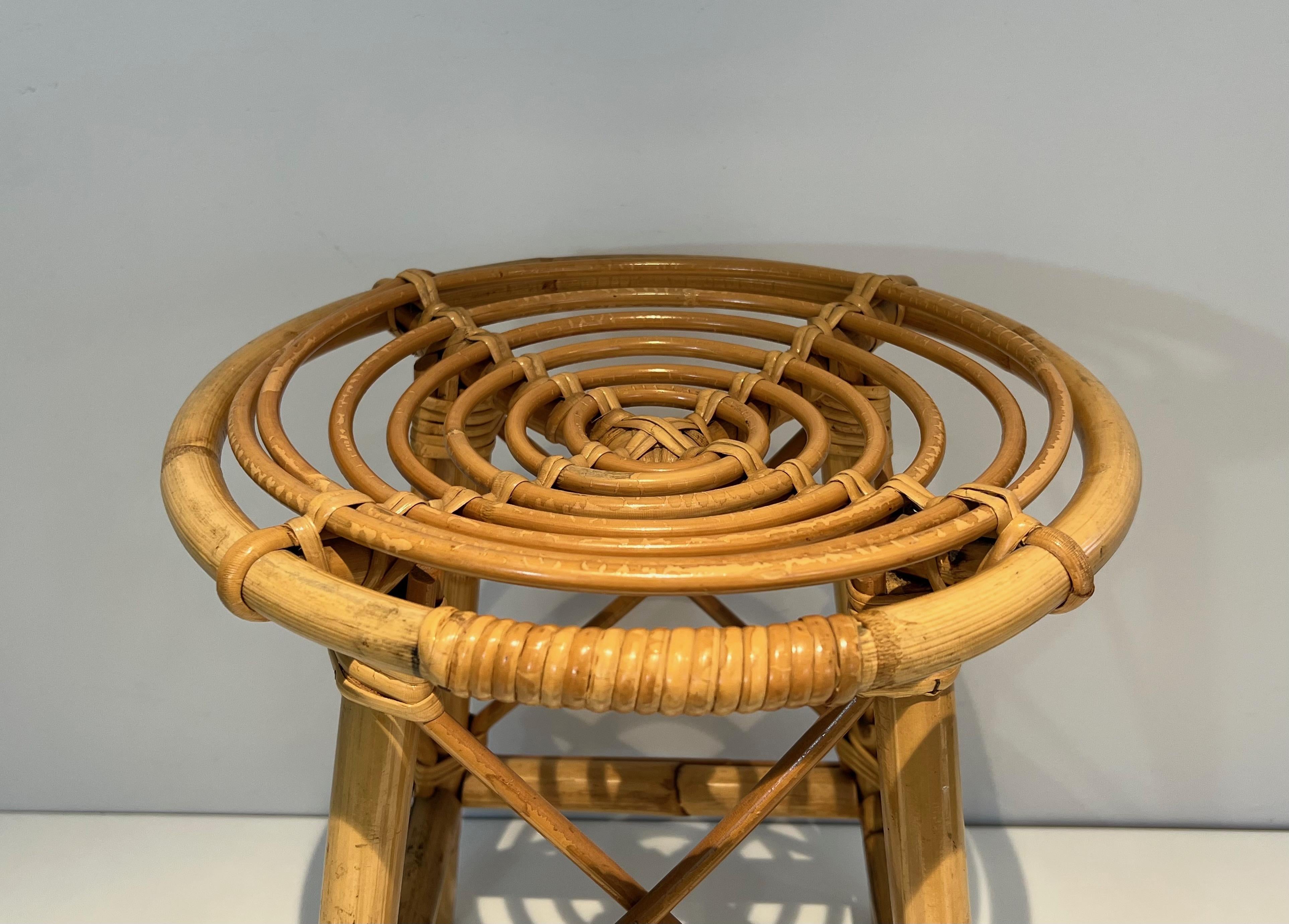 Rattan Stool. French French work. Circa 1970 For Sale 8