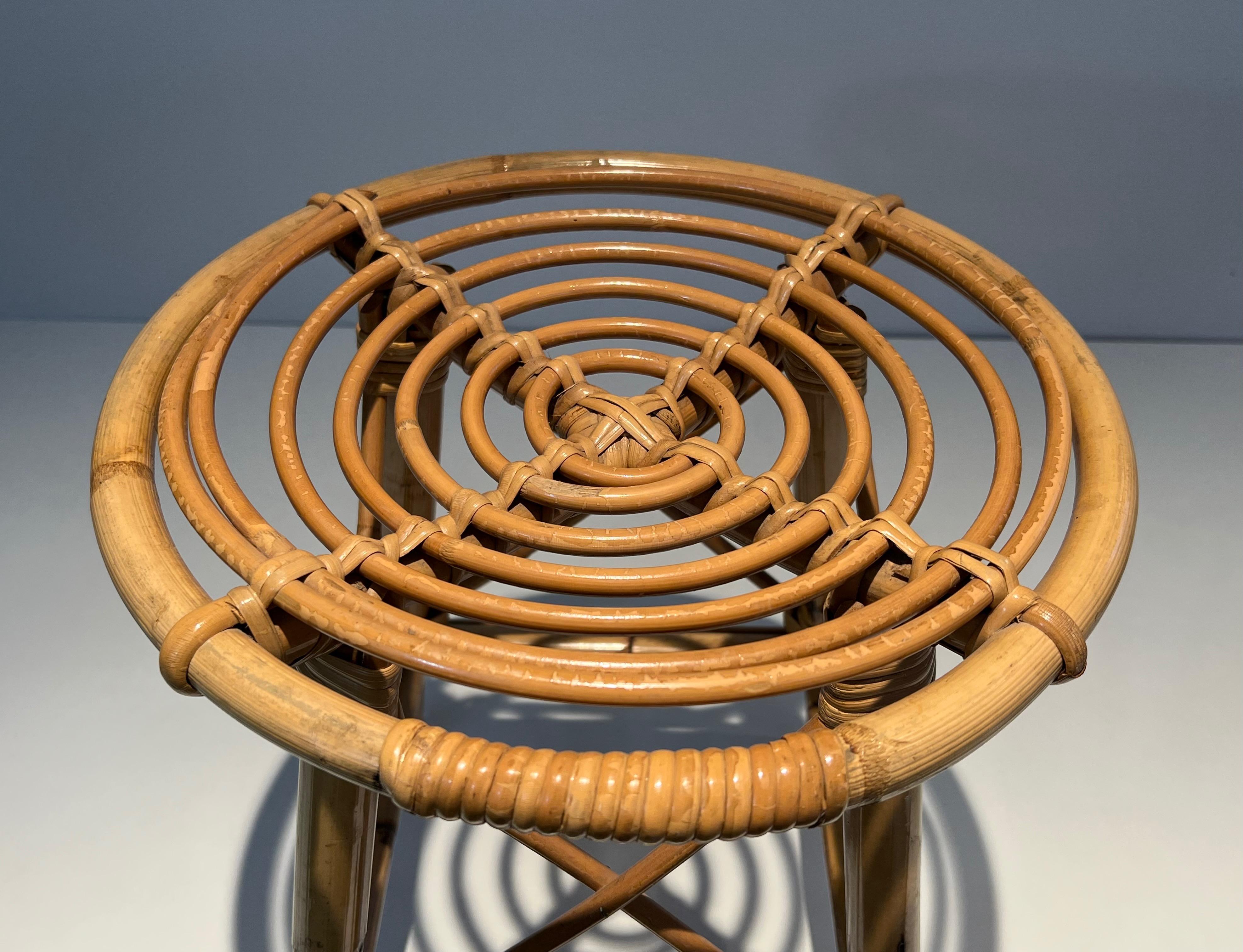 Rattan Stool. French French work. Circa 1970 For Sale 9