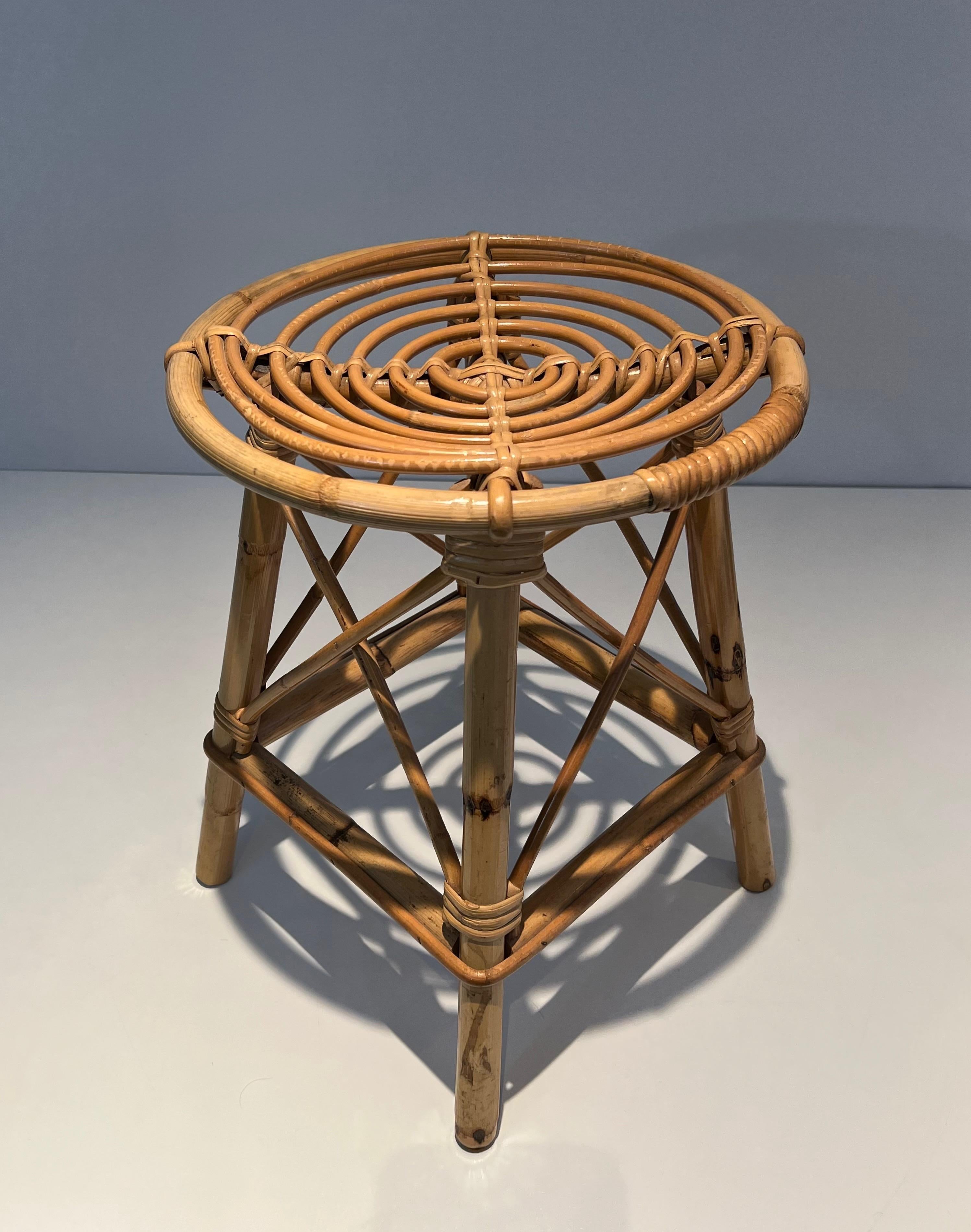 Rattan Stool. French French work. Circa 1970 For Sale 10