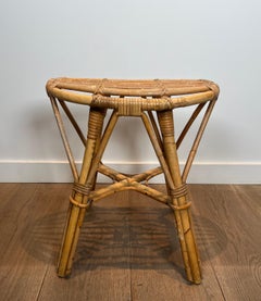 Rattan Stool. French French work. Circa 1970