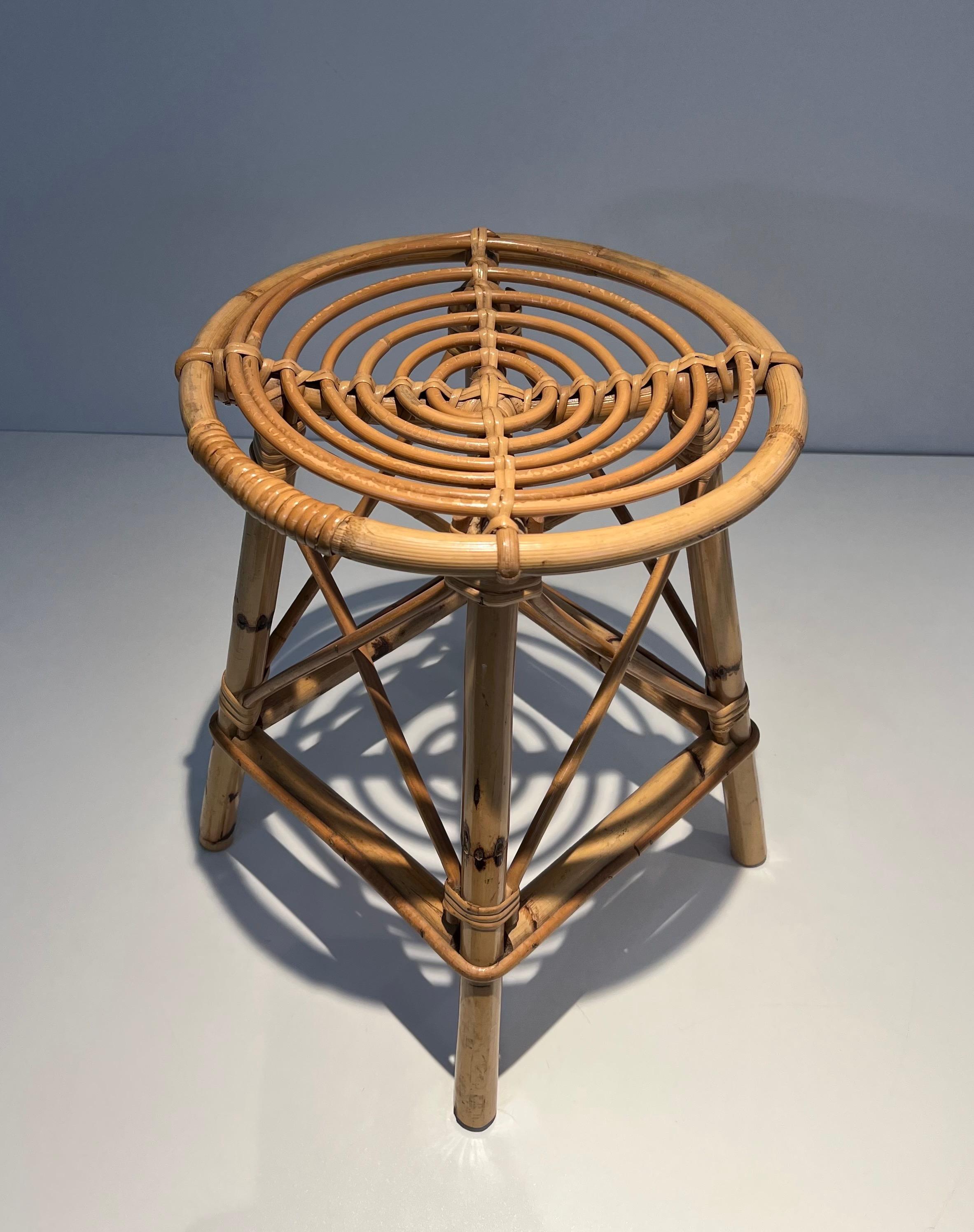 Rattan Stool. French French work. Circa 1970 For Sale 1