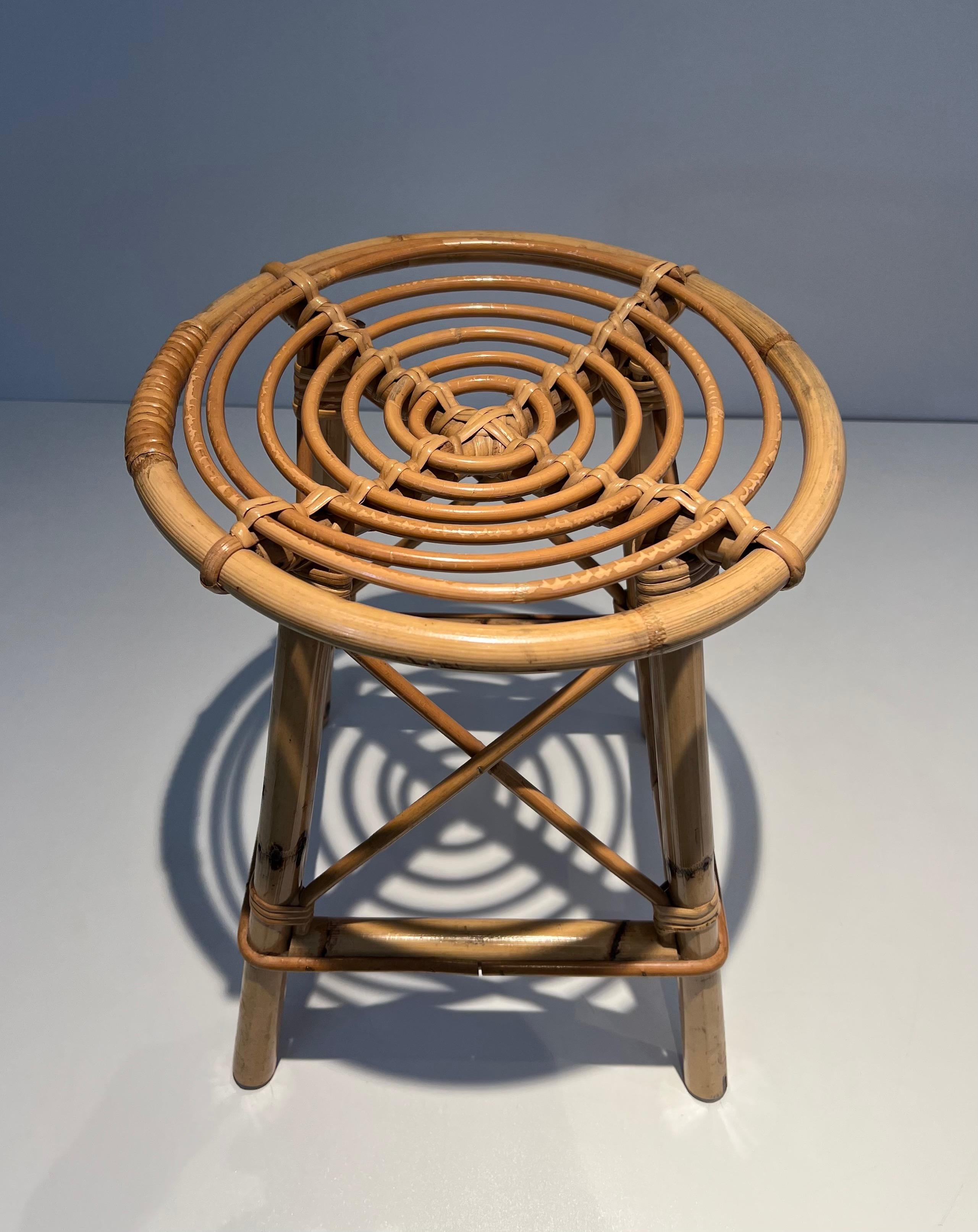 Rattan Stool. French French work. Circa 1970 For Sale 2