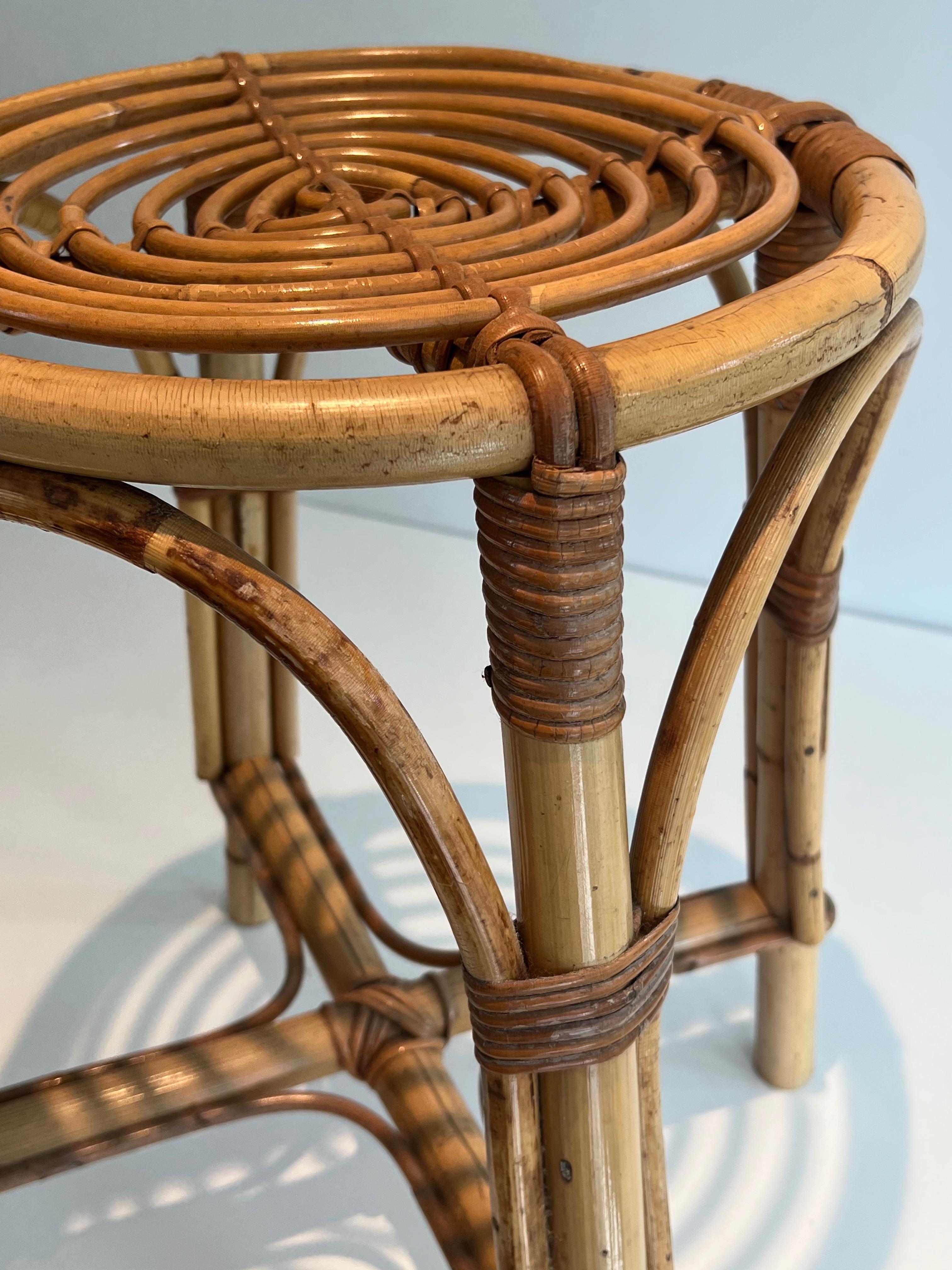 Rattan Stool. French work. Circa 1950 For Sale 5