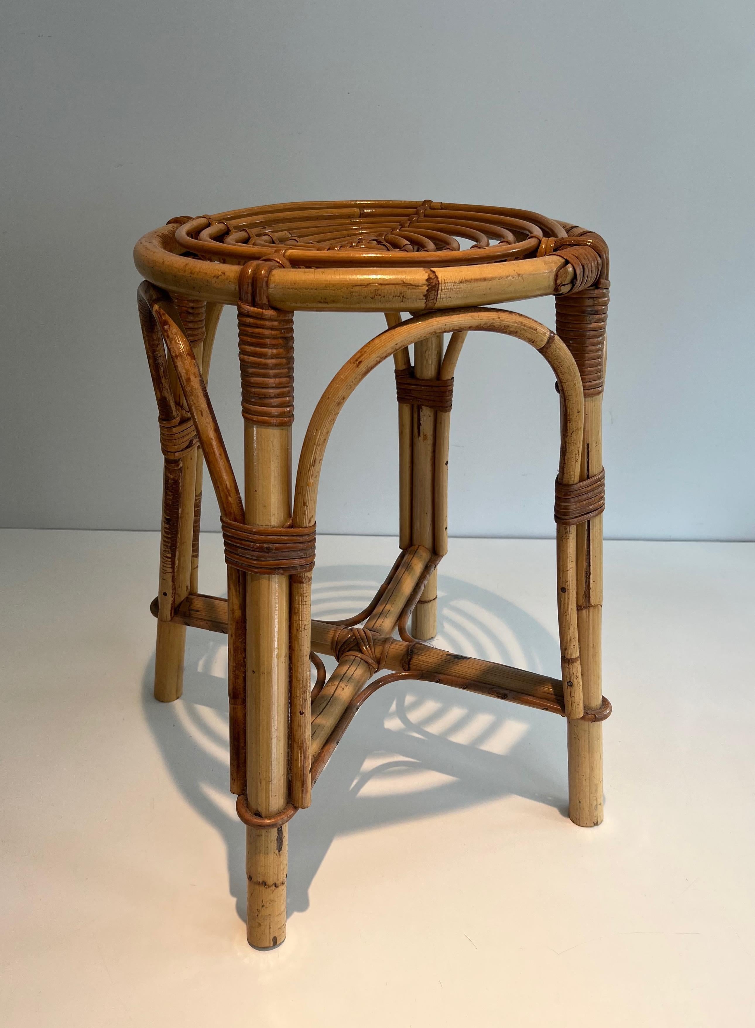 Rattan Stool. French work. Circa 1950 For Sale 7