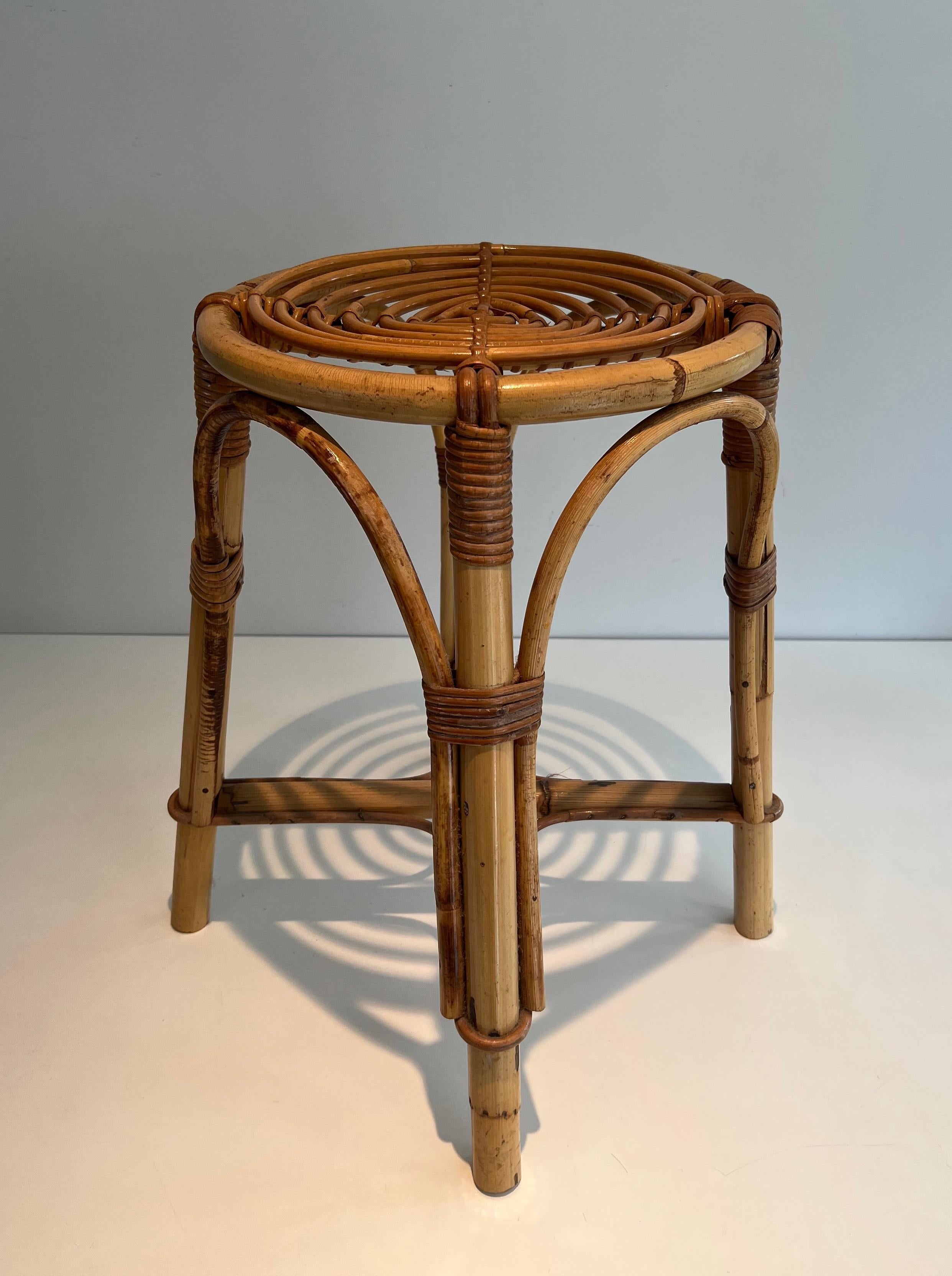 Rattan Stool. French work. Circa 1950 For Sale 8