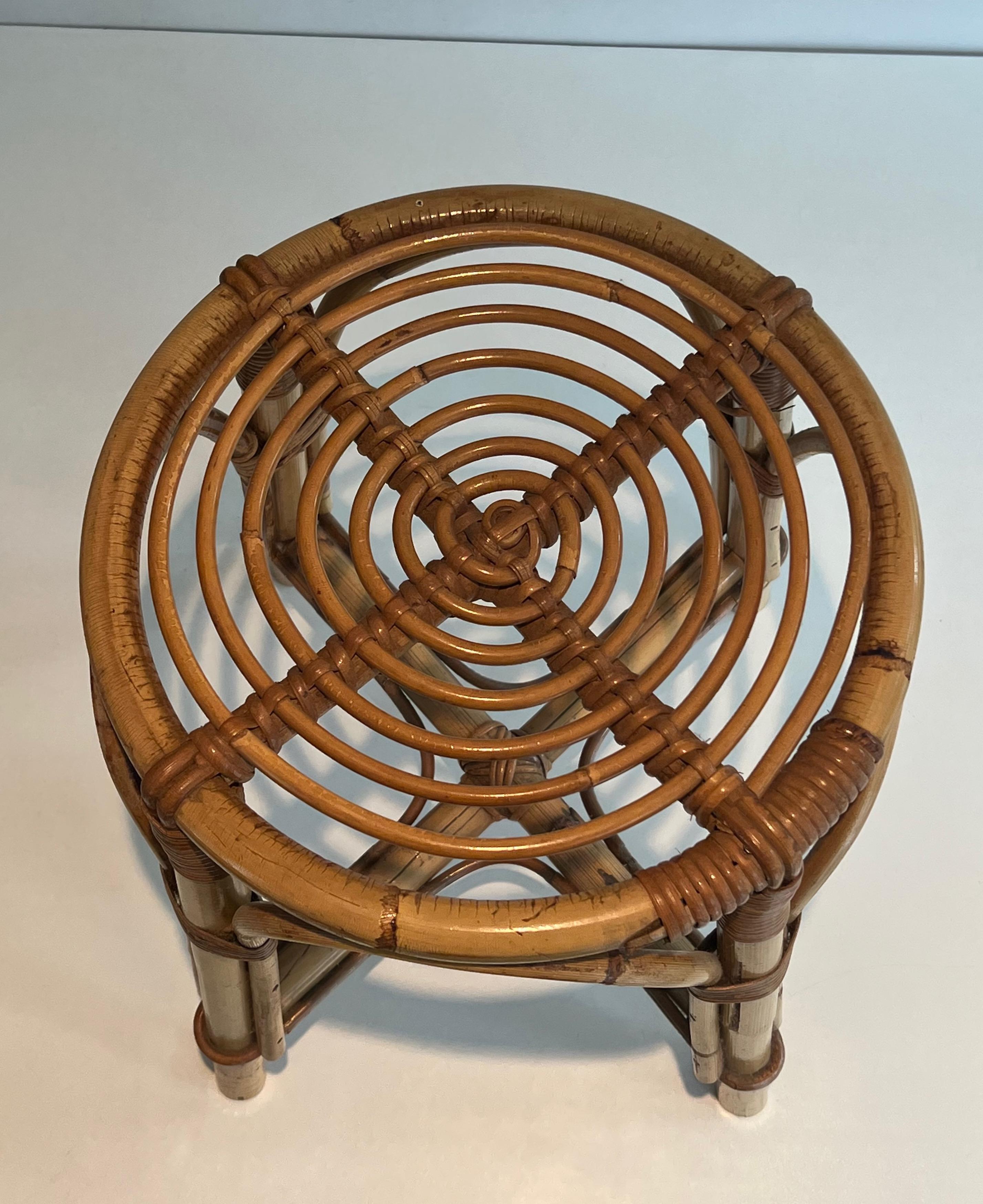 Rattan Stool. French work. Circa 1950 For Sale 9