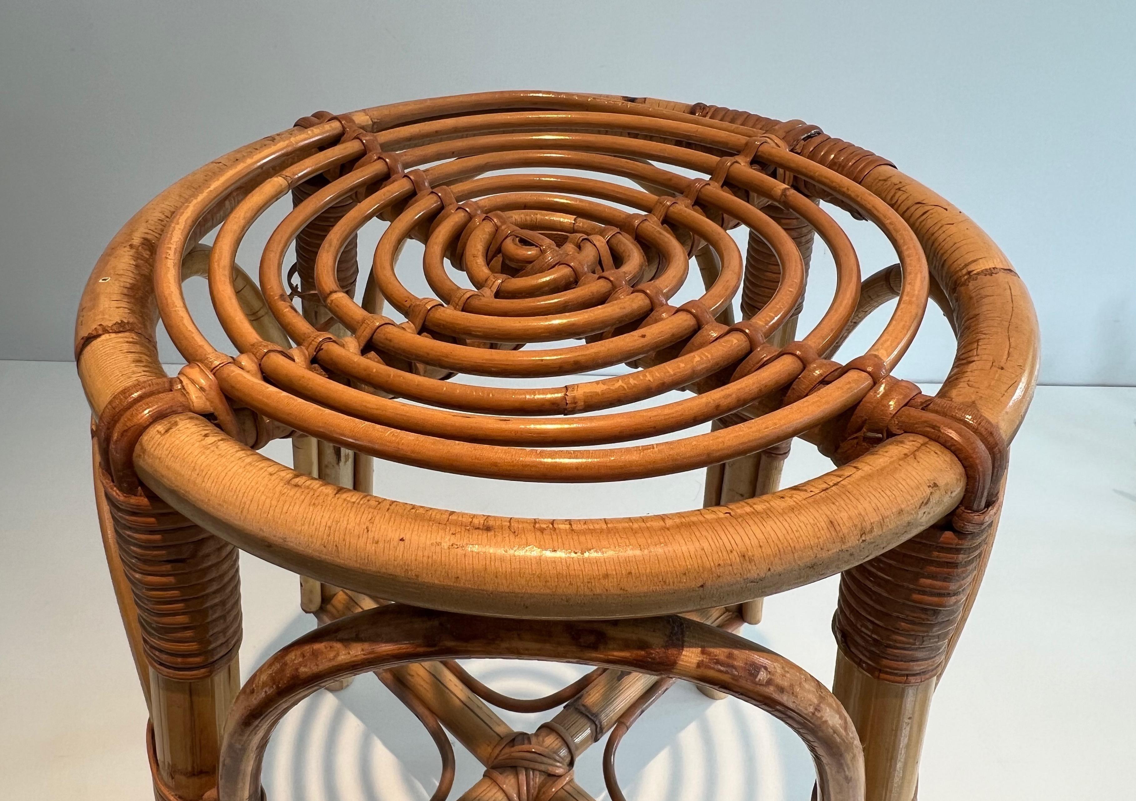 Rattan Stool. French work. Circa 1950 For Sale 2