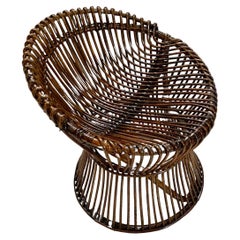 Rattan stool seat by Franco Albini for Bonacina, Italy, 1960s