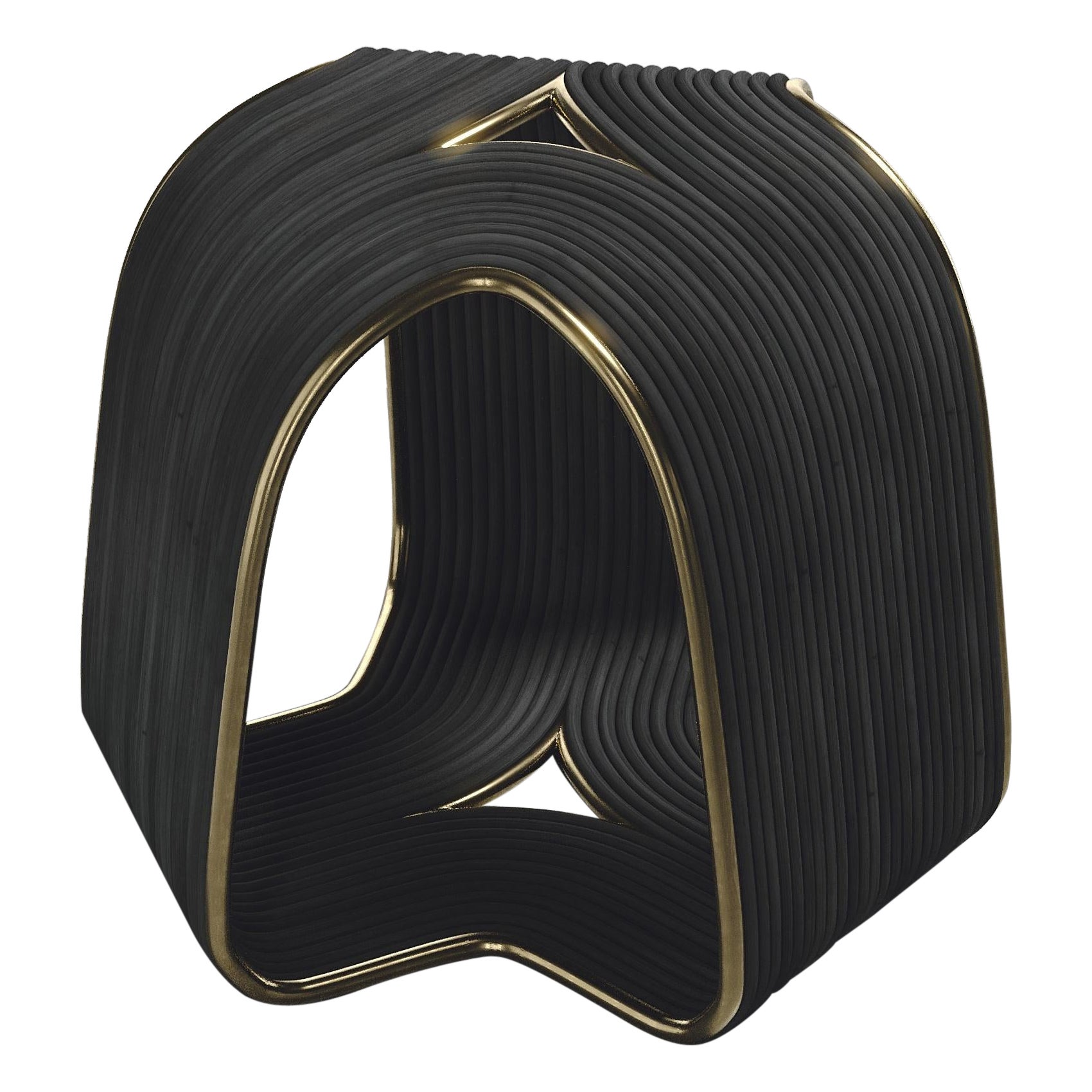 Rattanhocker mit Bronze-Patina-Messingdetails von R&Y Augousti im Angebot