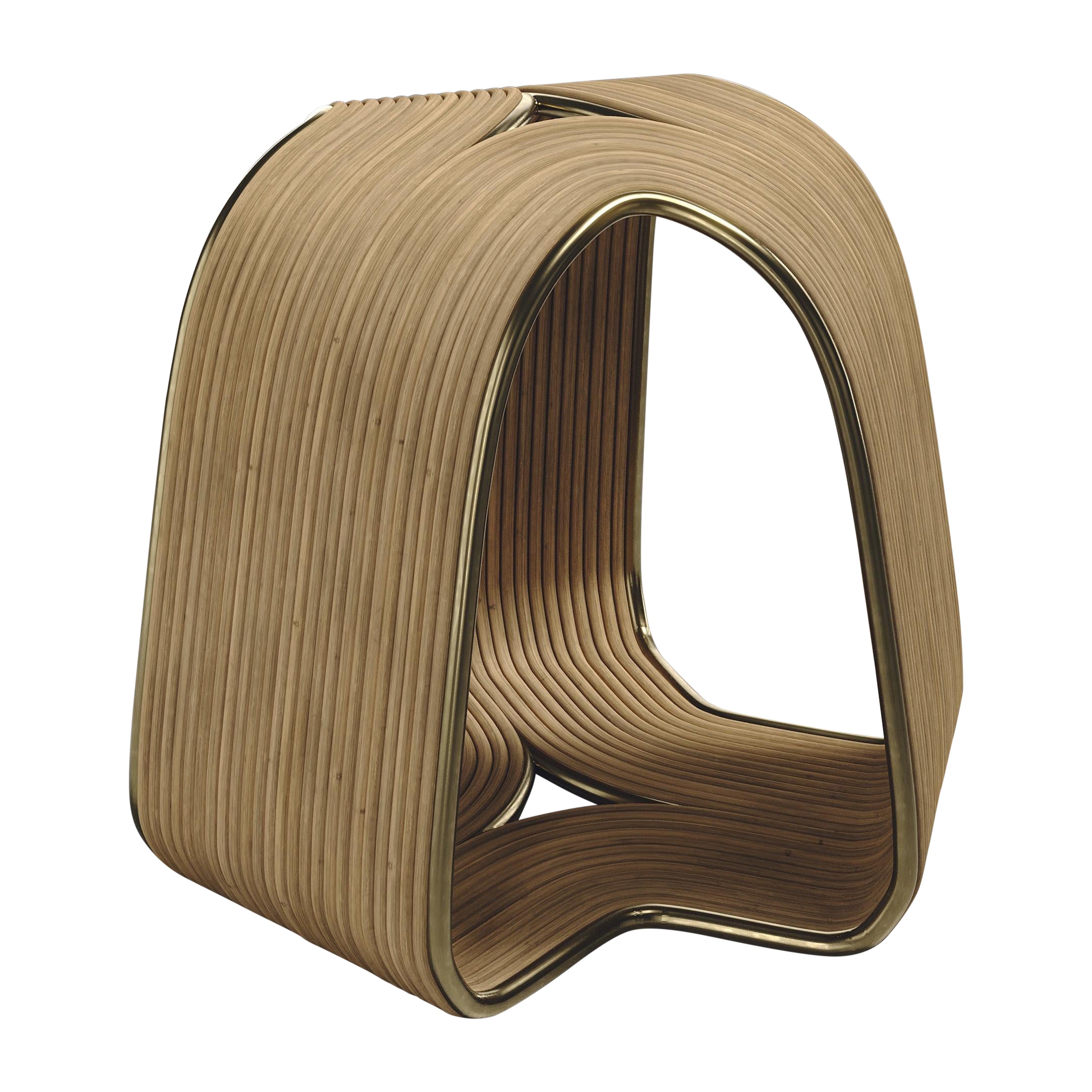 Rattanhocker mit Bronze-Patina-Messingdetails von R&Y Augousti