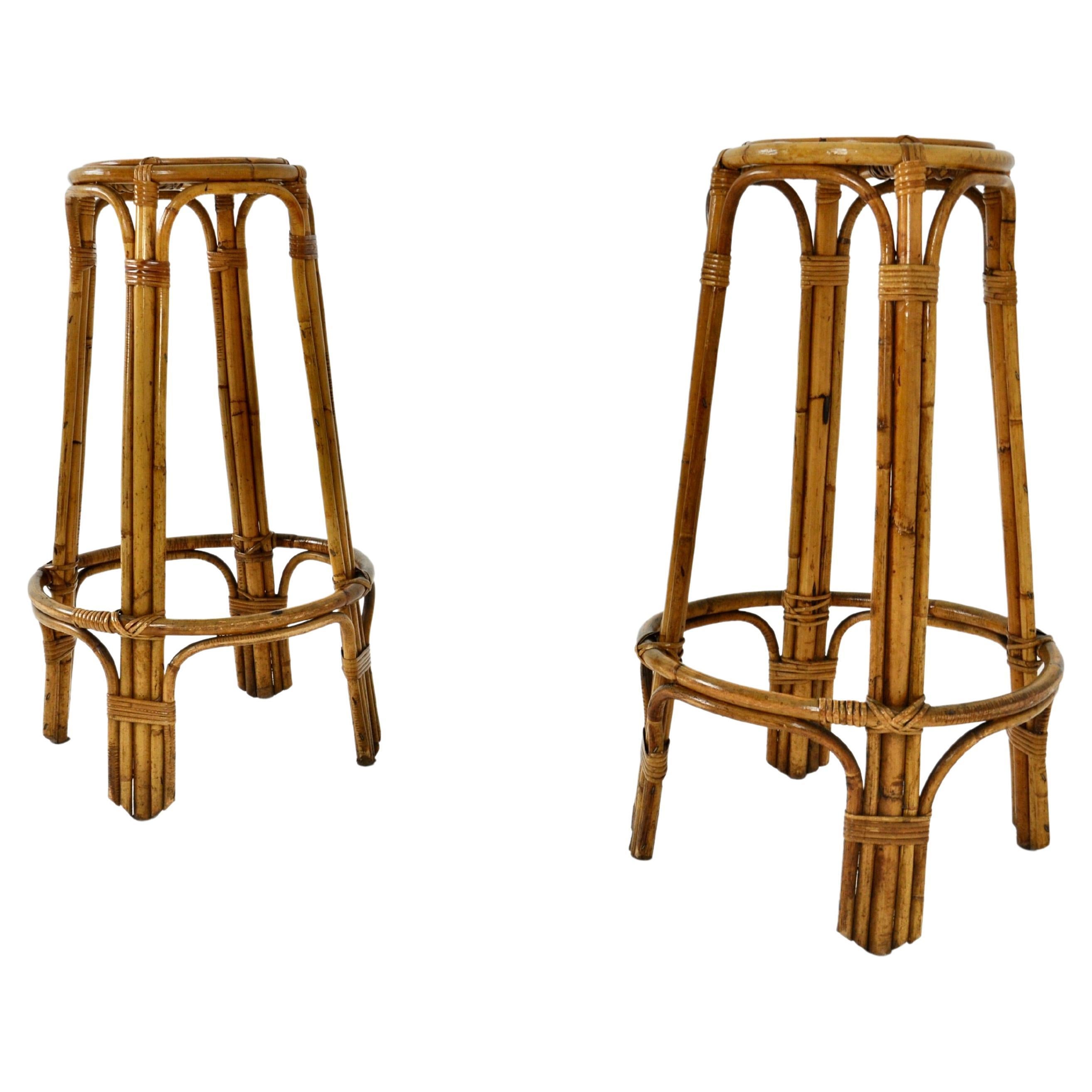 Rattan Stools 1960s, set of 2 For Sale