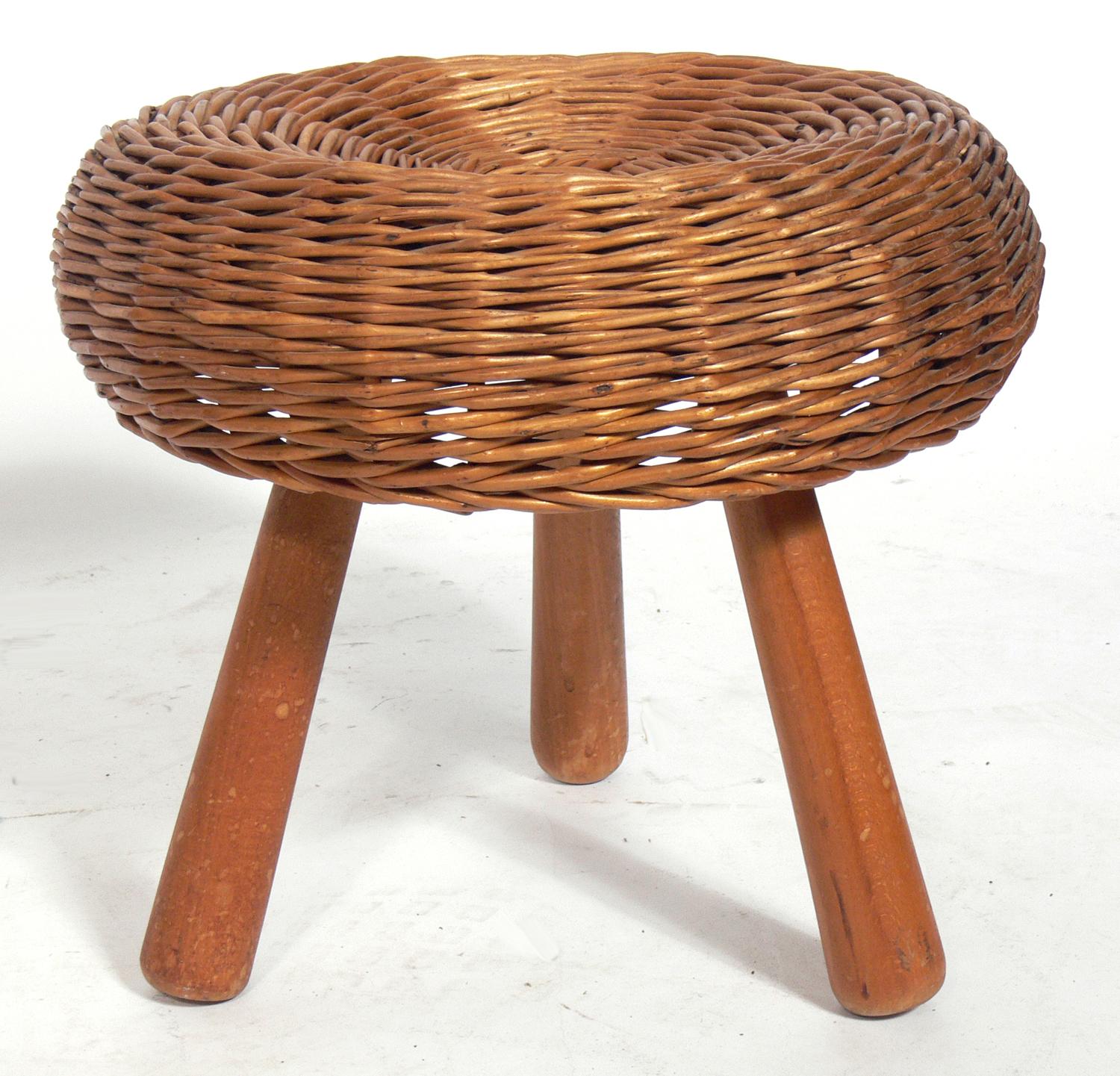 Rattan Stools in the Manner of Charlotte Perriand 1