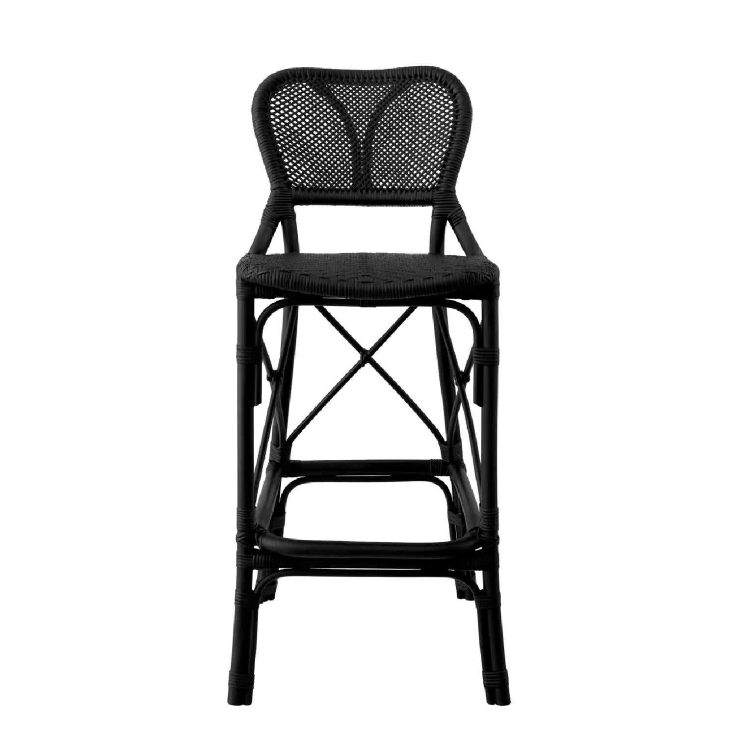 Bar Stool Rattan Style Black all in
natural rattan in black matte finish.