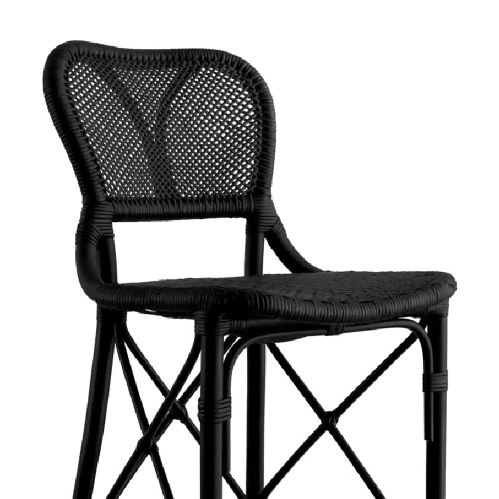 Rattan Style Black Bar Stool In New Condition For Sale In Paris, FR
