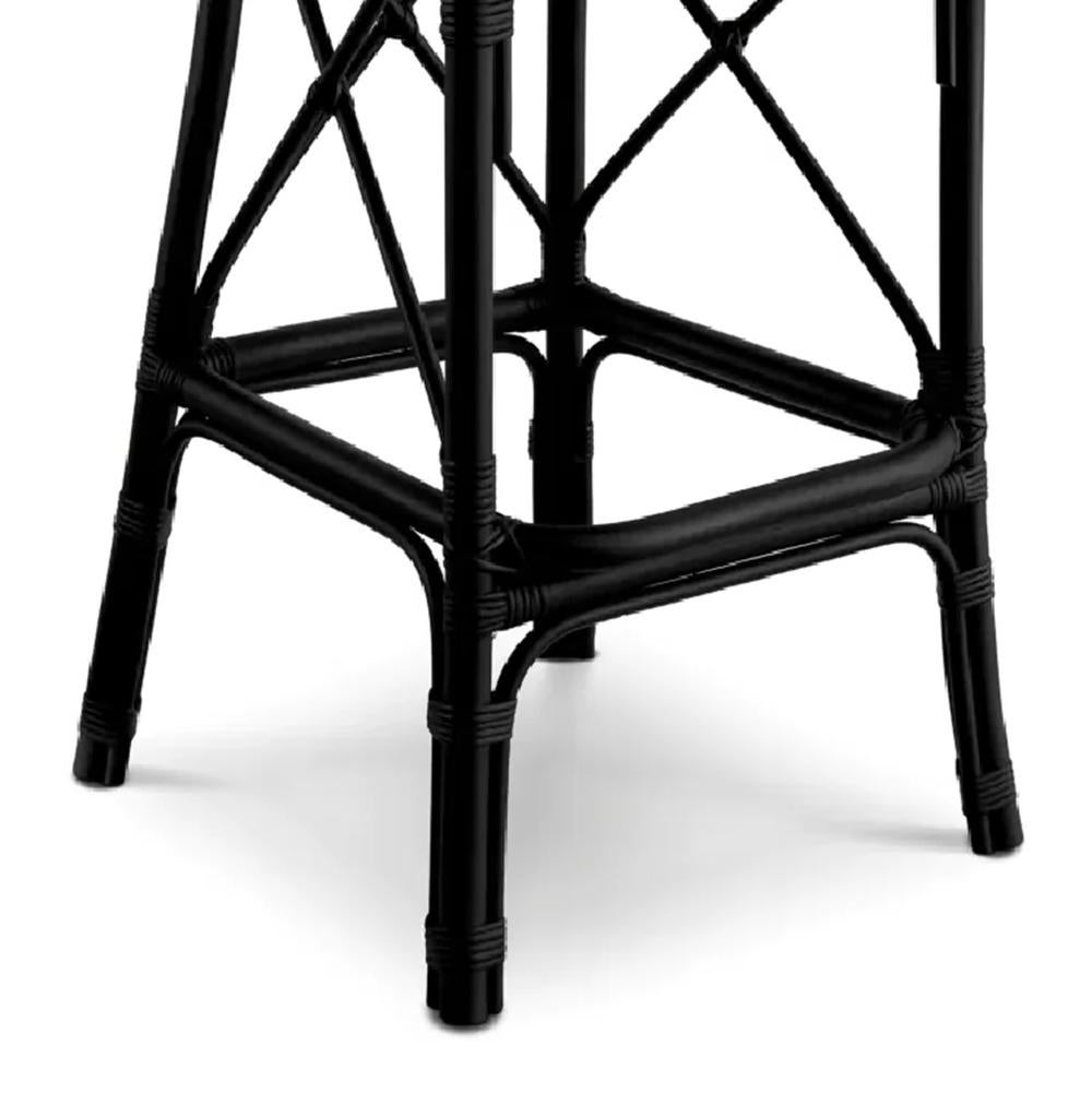 Contemporary Rattan Style Black Bar Stool For Sale