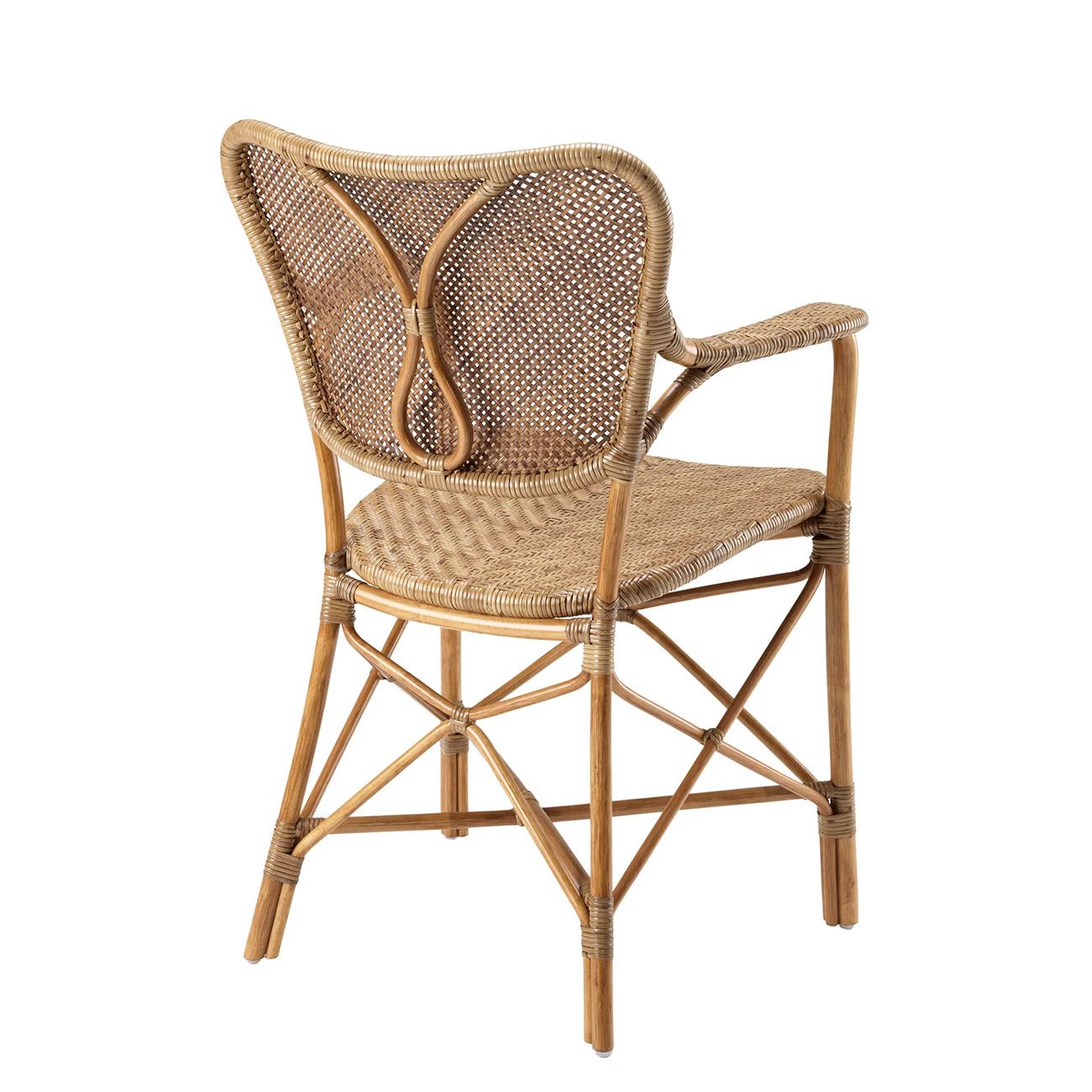 Fatto a mano Sedia in stile rattan con braccioli in vendita