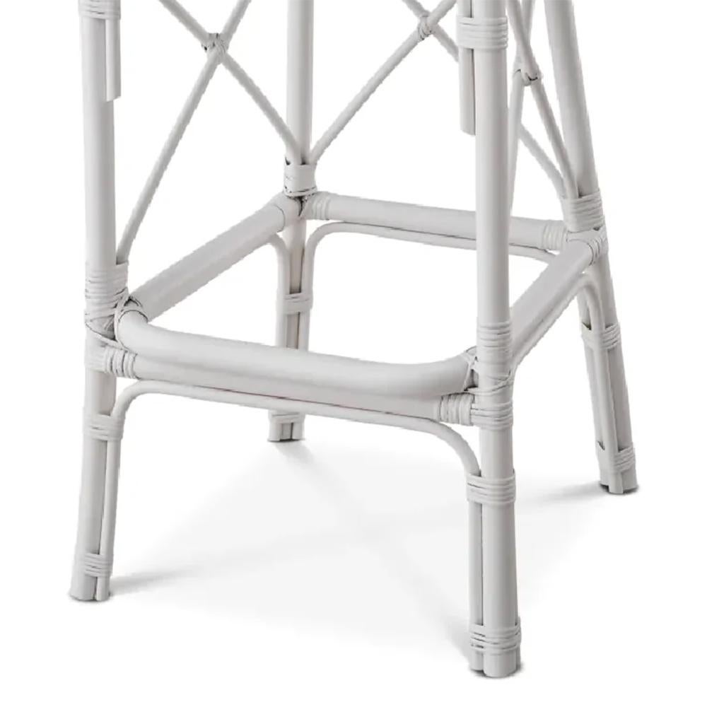 Contemporary Rattan Style White Bar Stool For Sale