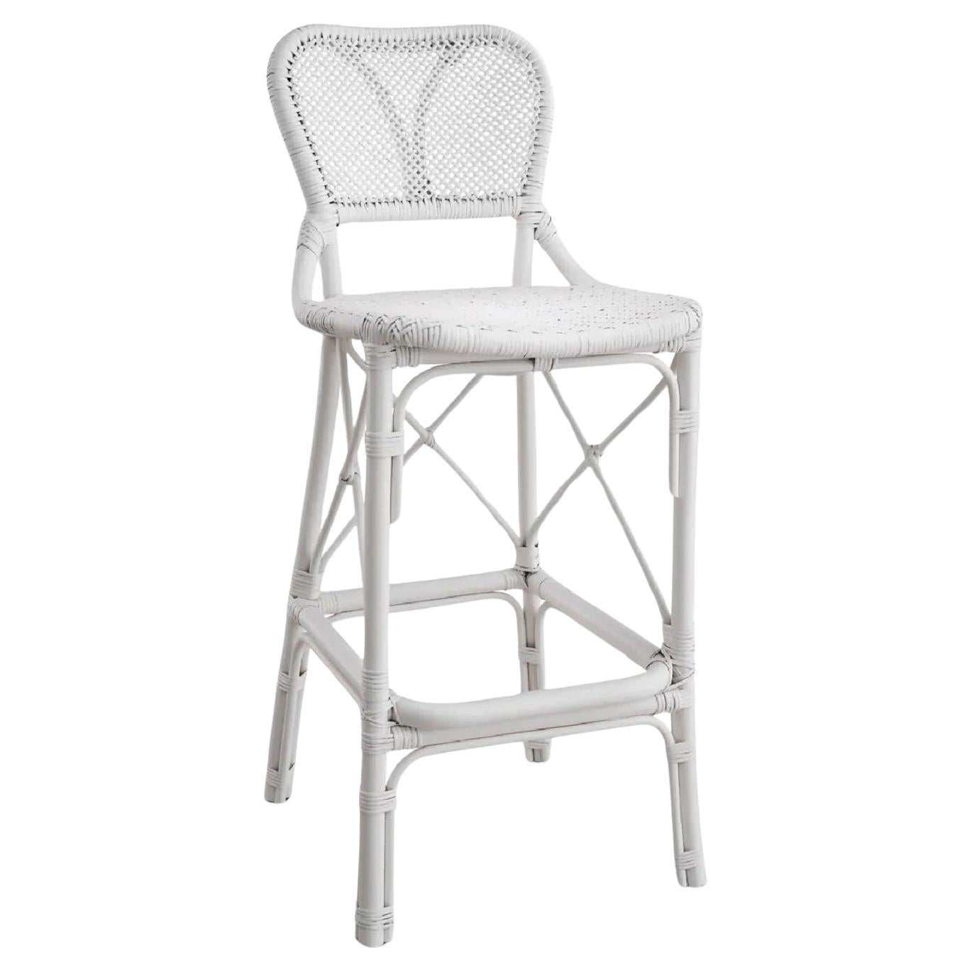 Rattan Style White Bar Stool