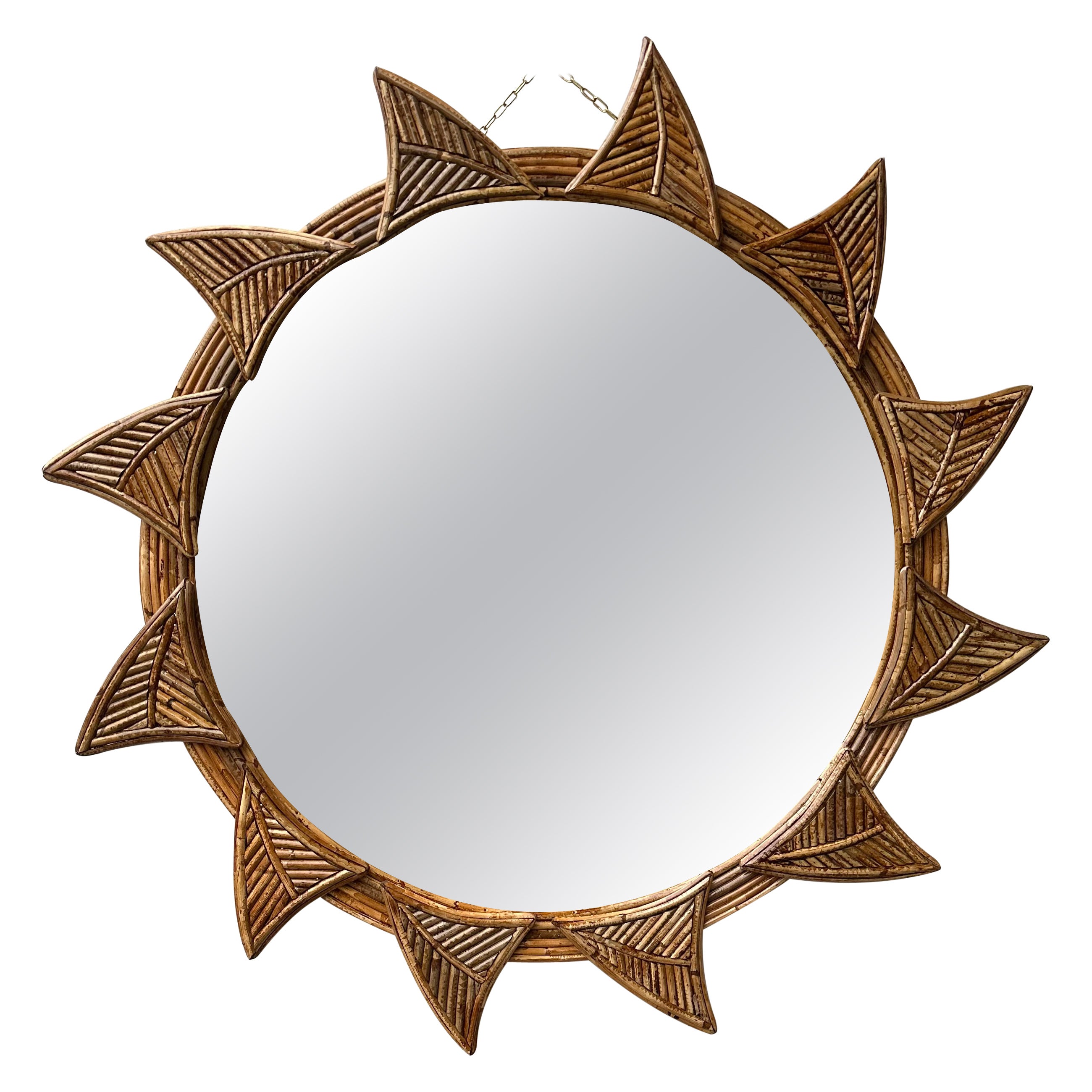 Rattan Sun Mirror by Vivai Del Sud. Italy, 1970s