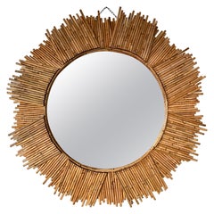 Rattan Sun Mirror by Vivai Del Sud. Italy, 1970s