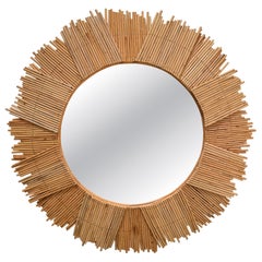 Rattan Sun Mirror by Vivai Del Sud. Italy, 1980s