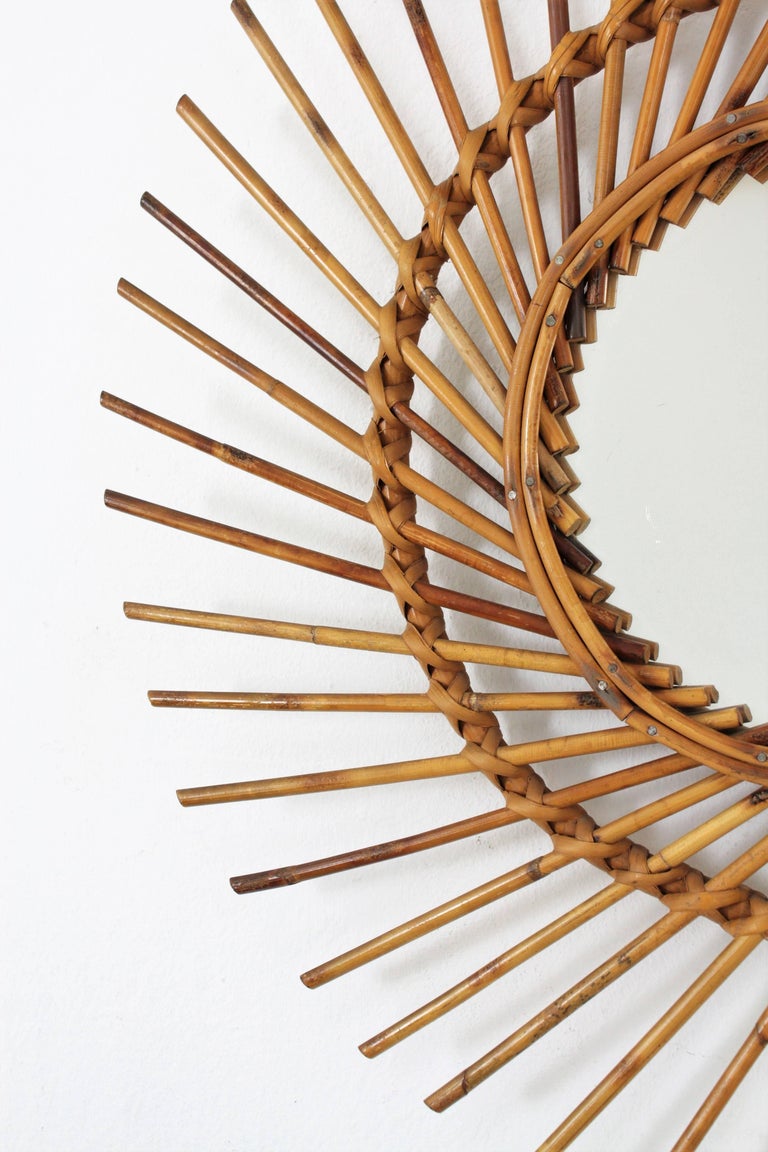 Rattan Sunburst Twisted Mirror, 1960s For Sale at 1stDibs rattan