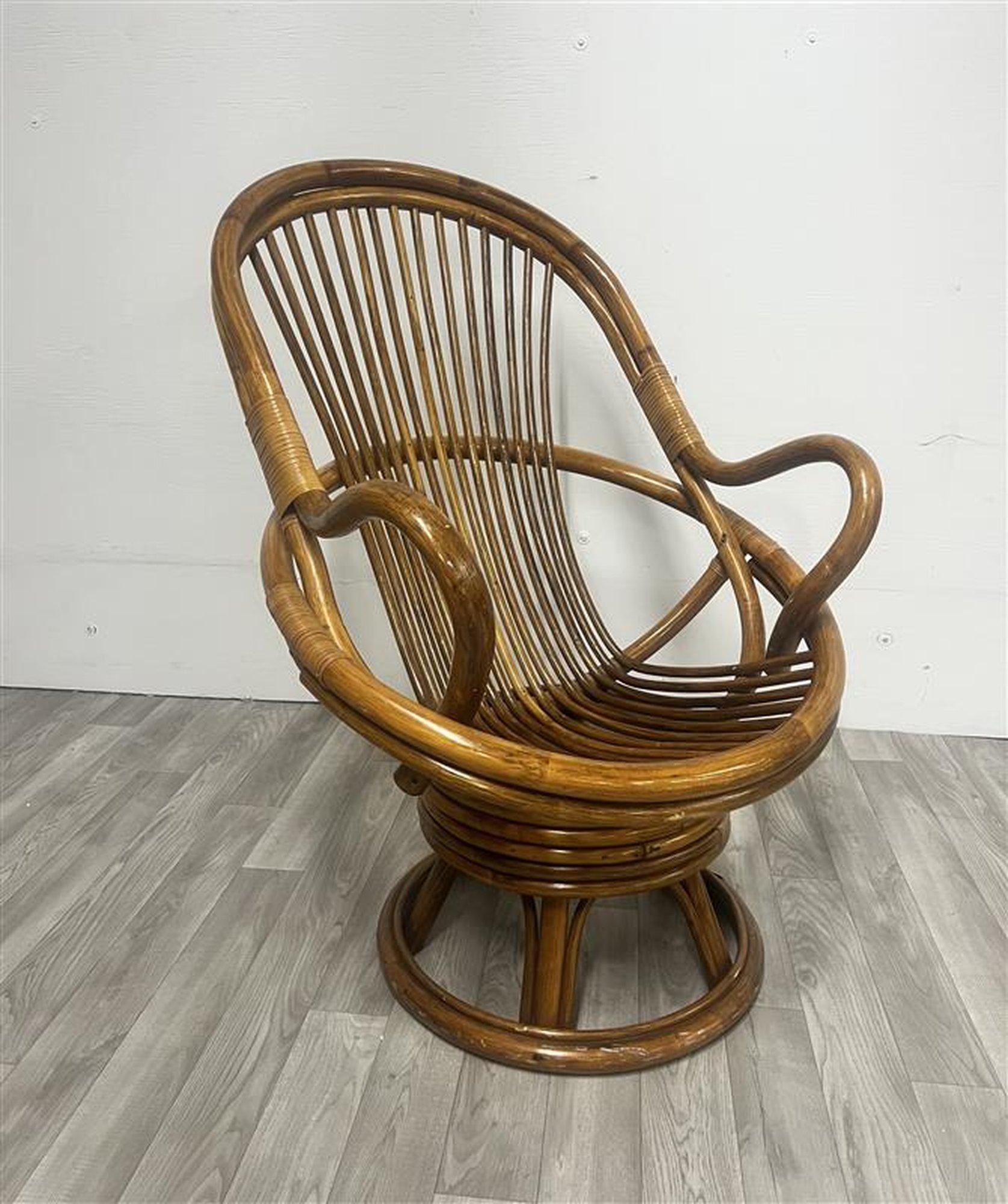 fauteuil rotin pivotant
