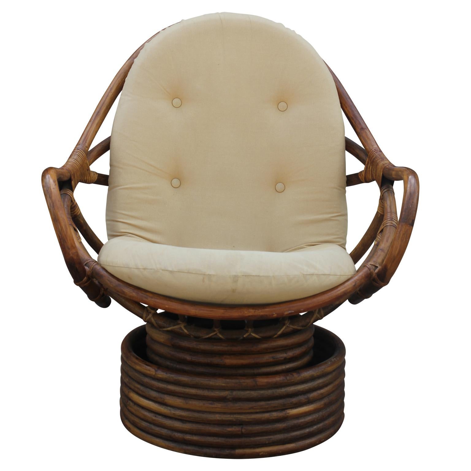 rattan swivel chair and ottoman