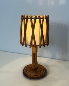 Rattan Table Lamp by Louis Sognot, circa 1950