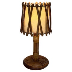 Rattan Table Lamp by Louis Sognot, circa 1950