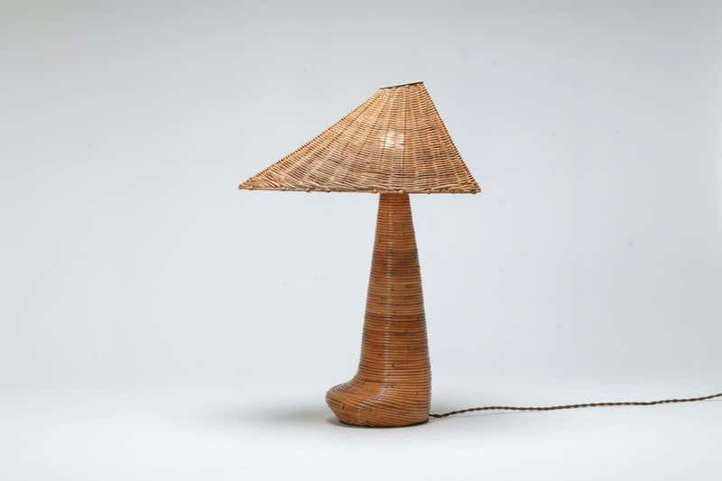 Deka Pencil Reed Rattan Table Lamp by Rattanology, Handcrafted in PH ...