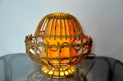 Rattan table lamp, folk art, France, 1960